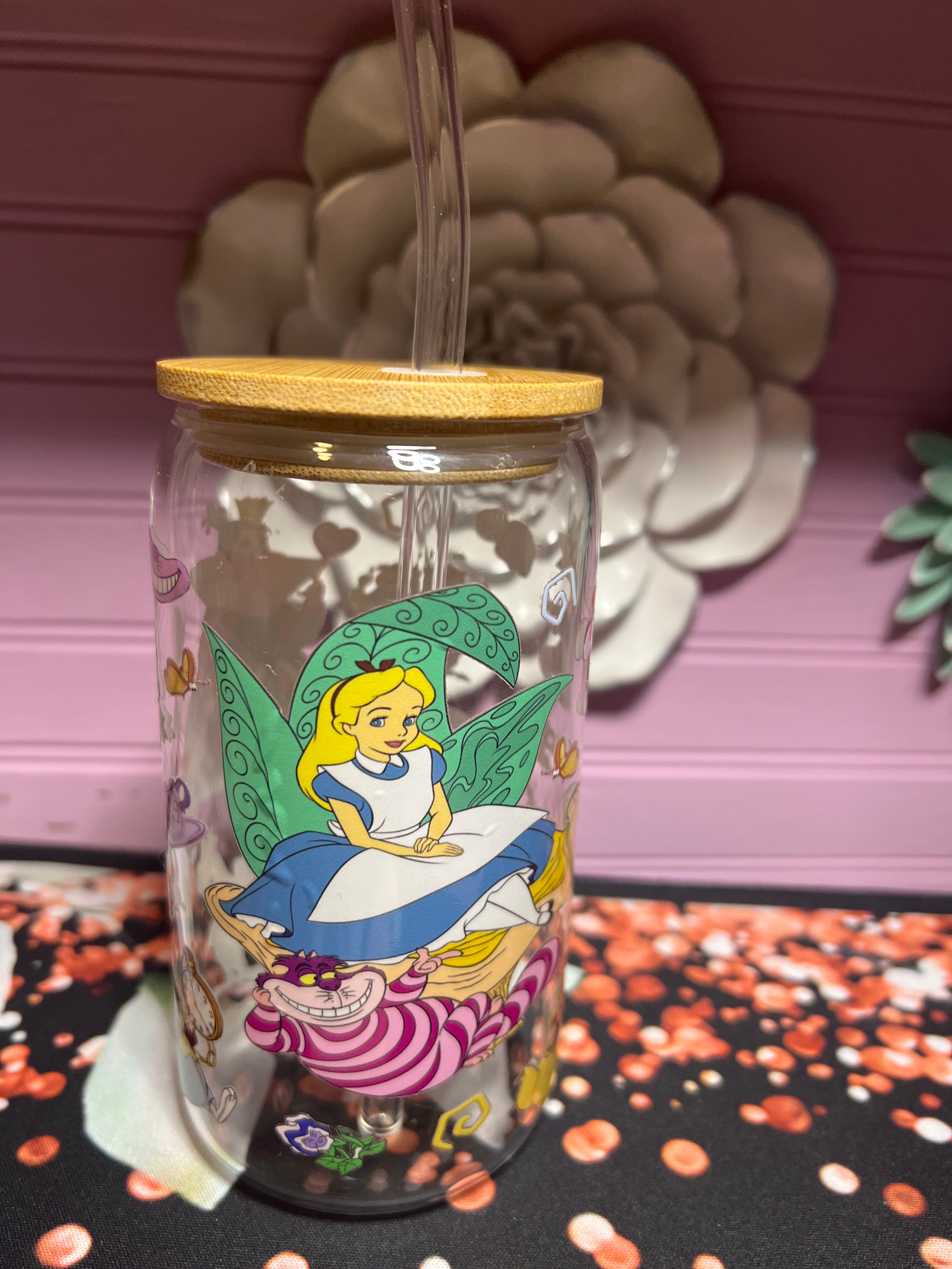 Alicia glass cup 16 oz stickers UV DTF