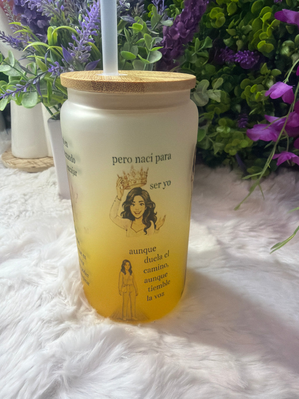 Nací para ser yo Frosted glass cup 16 oz