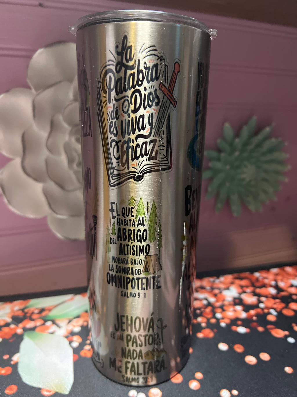 Textos bíblicos acero inoxidable tumbler 20 oz