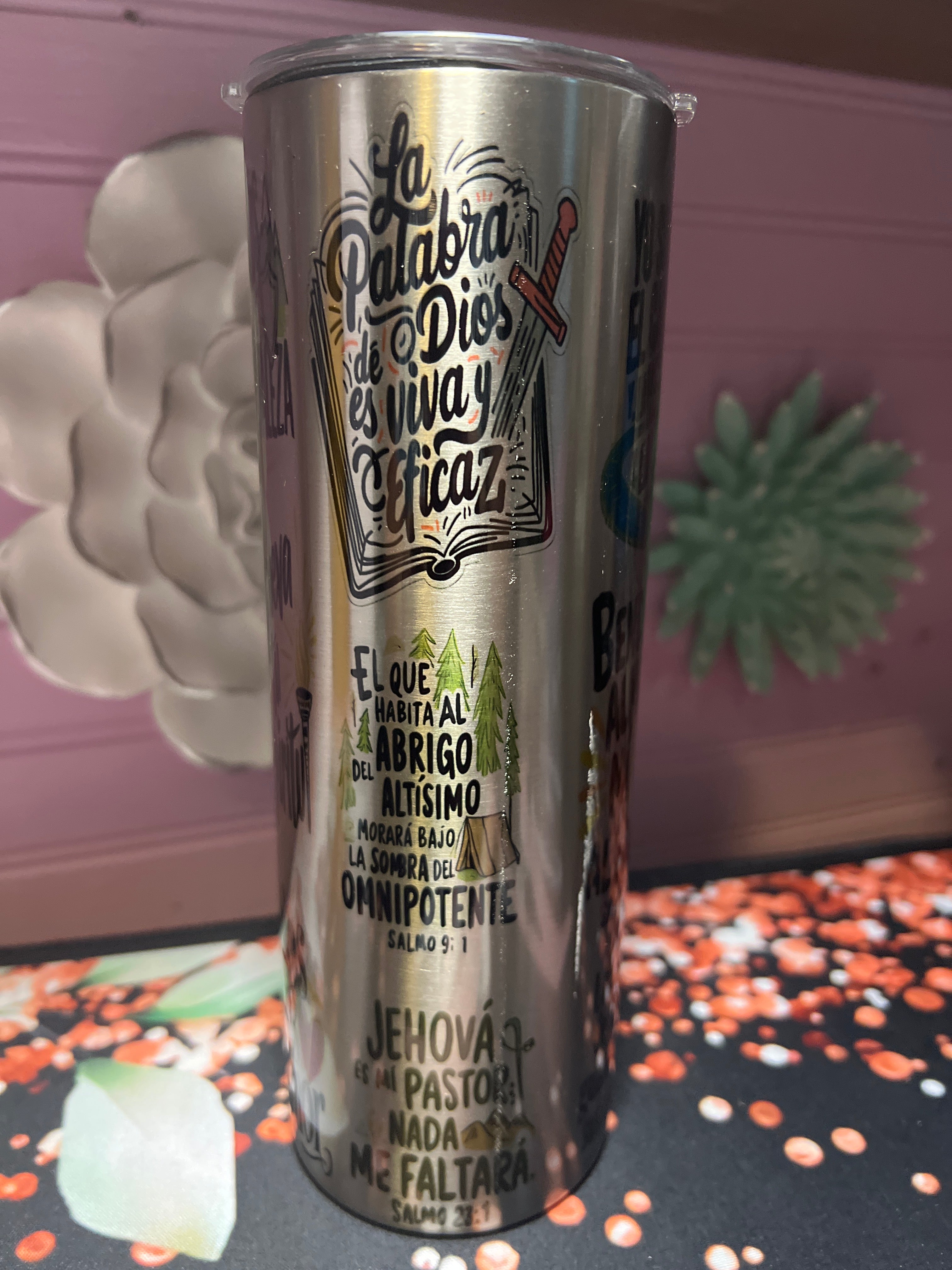 Textos bíblicos acero inoxidable tumbler 20 oz