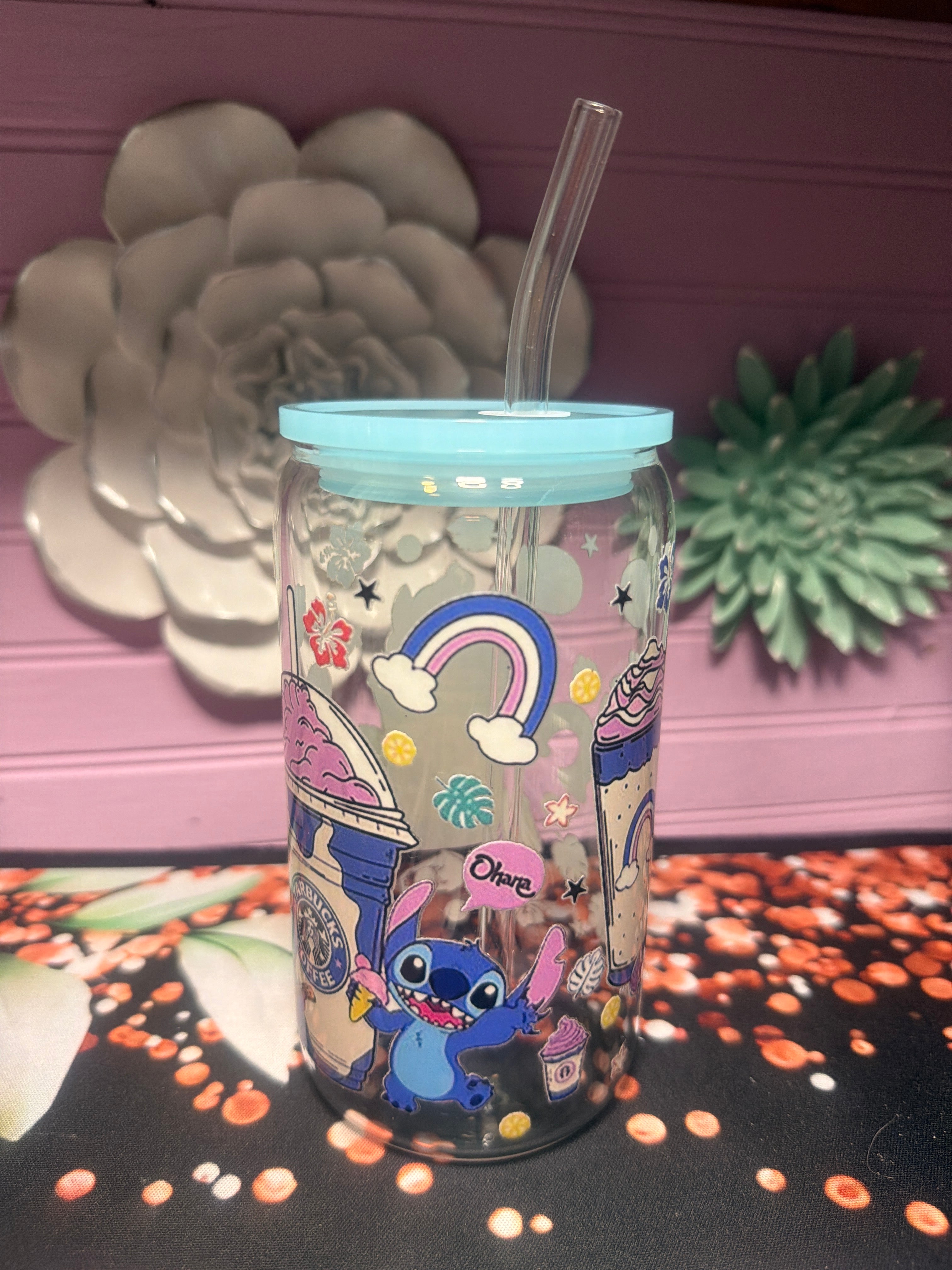 Stitches stickers UV-DTF glass cup 16 oz