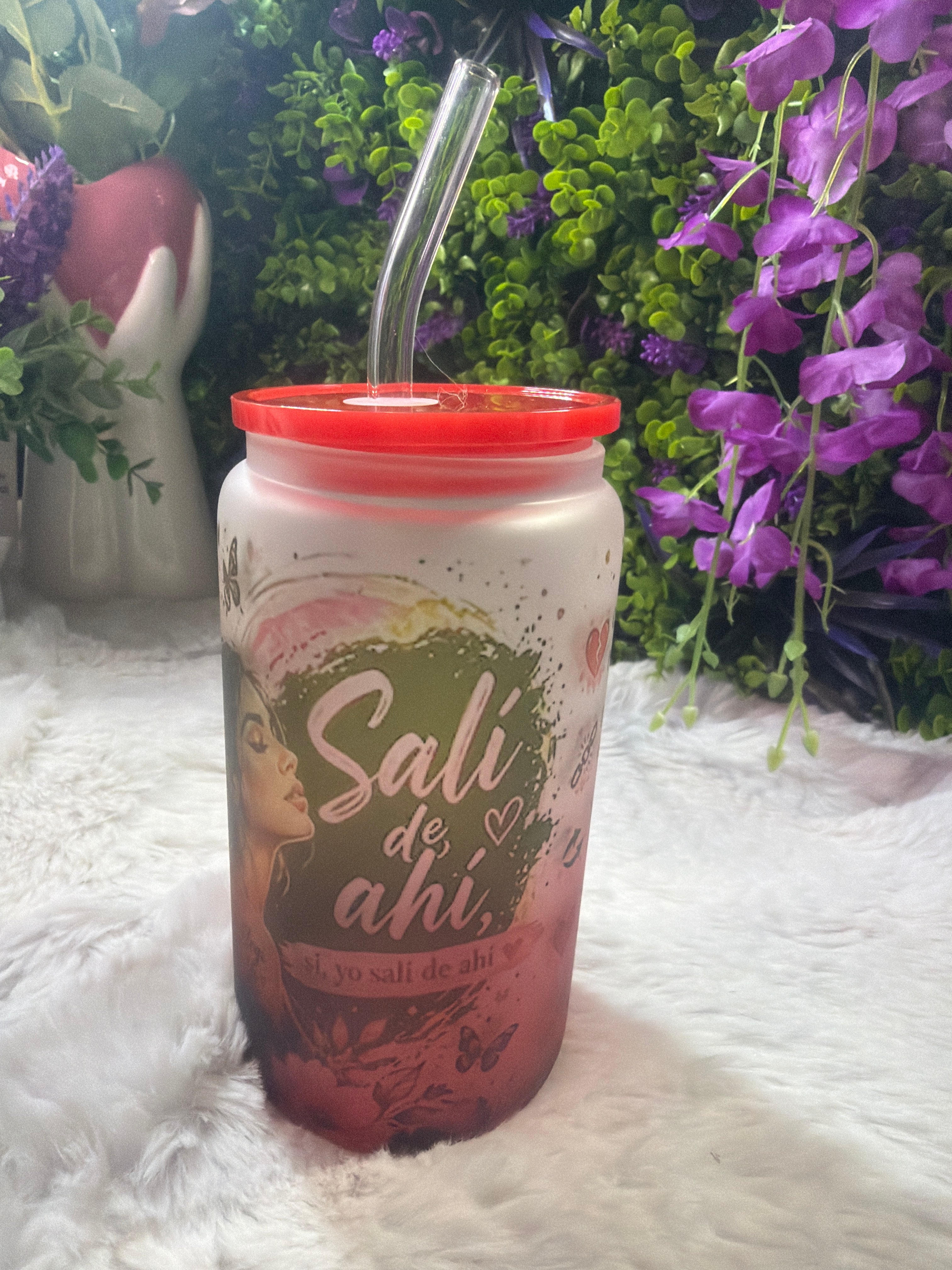 Salí de ahí Frosted glass cup 16 oz