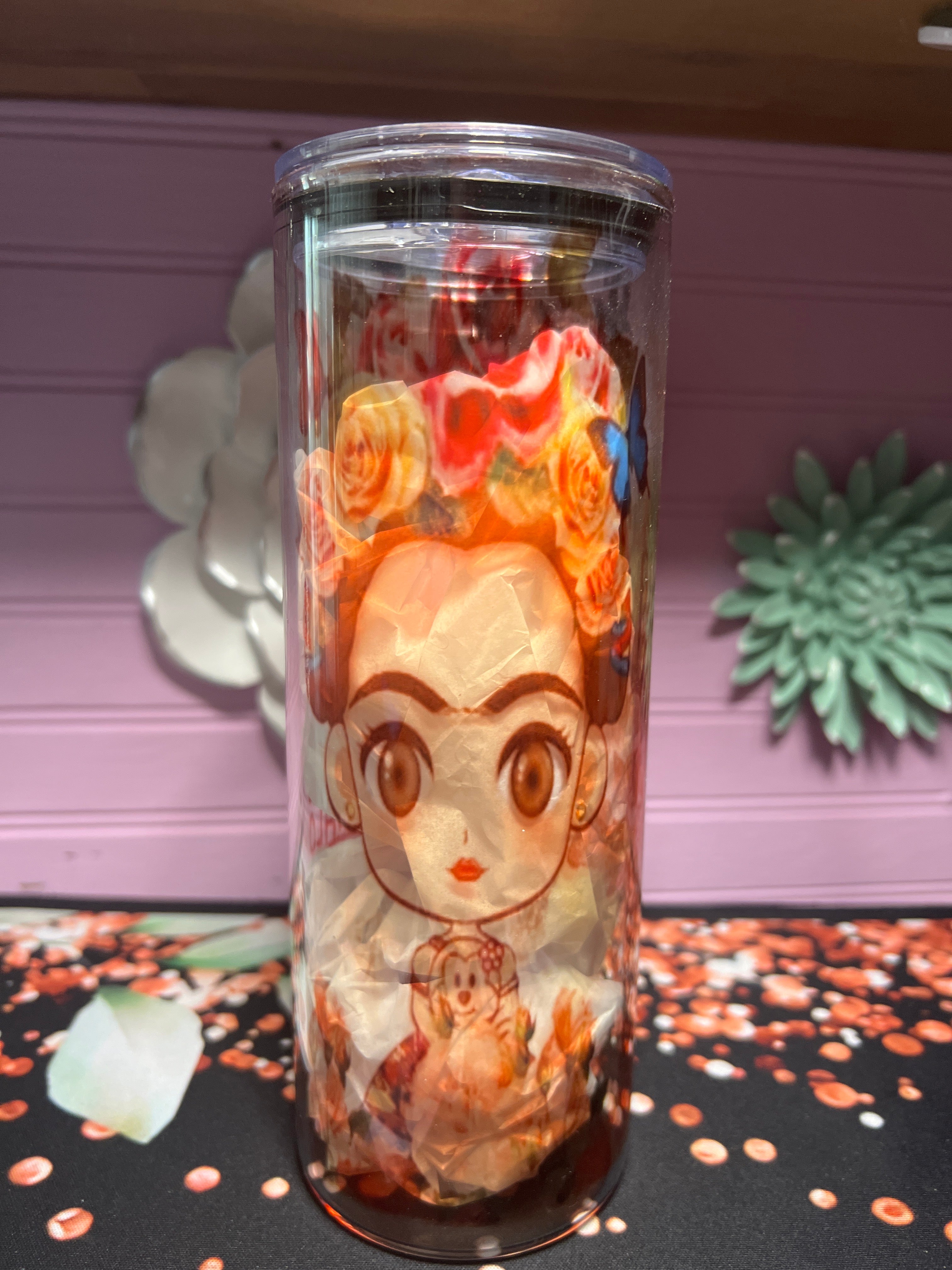 Frida Kahlo glass cup 20 oz