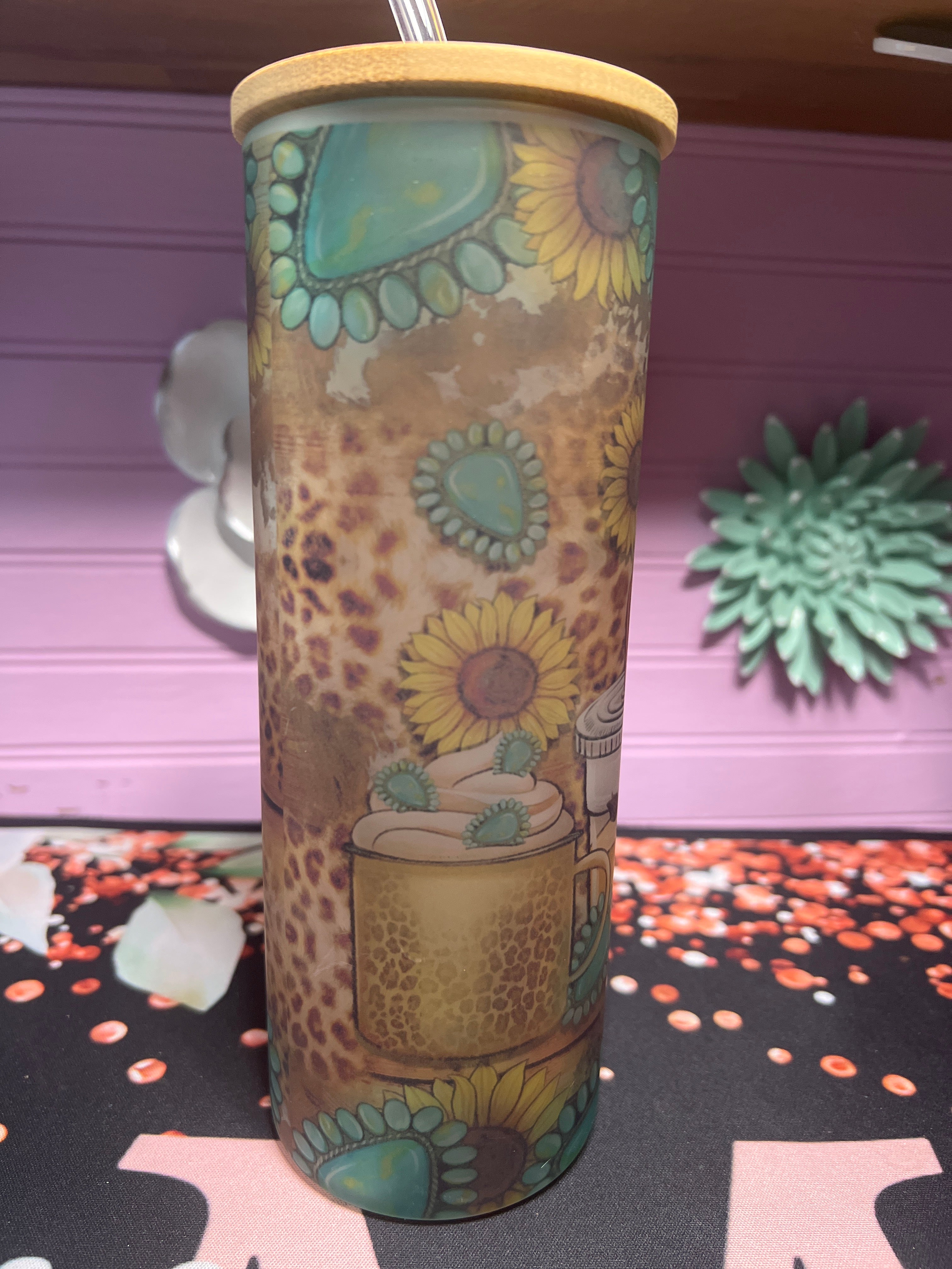 Vaquita coffe frosted glass cup 20 oz