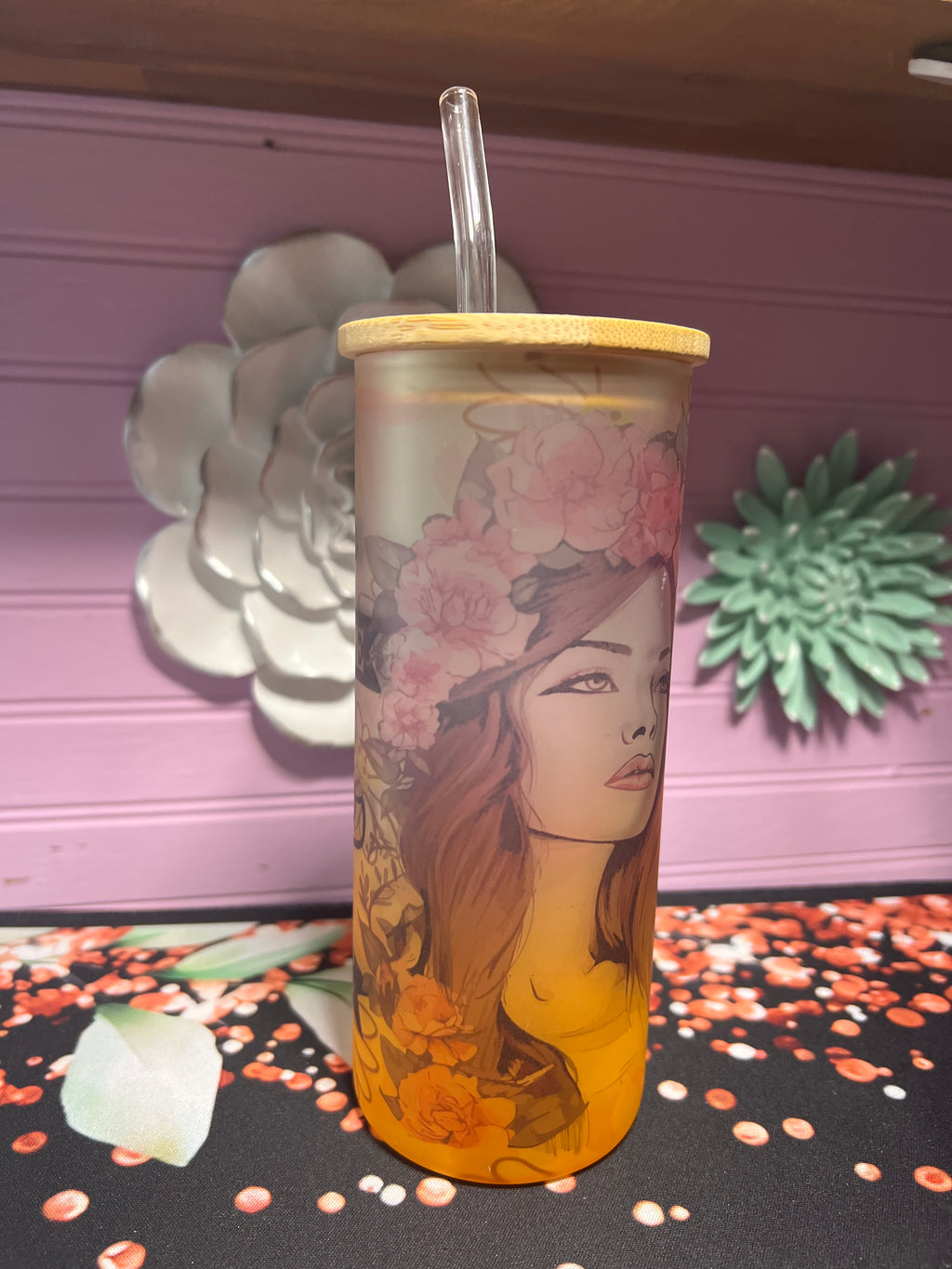 Lo único imposible es aquello que no intentas frosted glass cup 18 oz