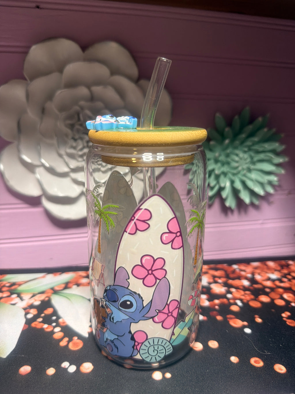 Stitches stickers UV-DTF glass cup 16 oz
