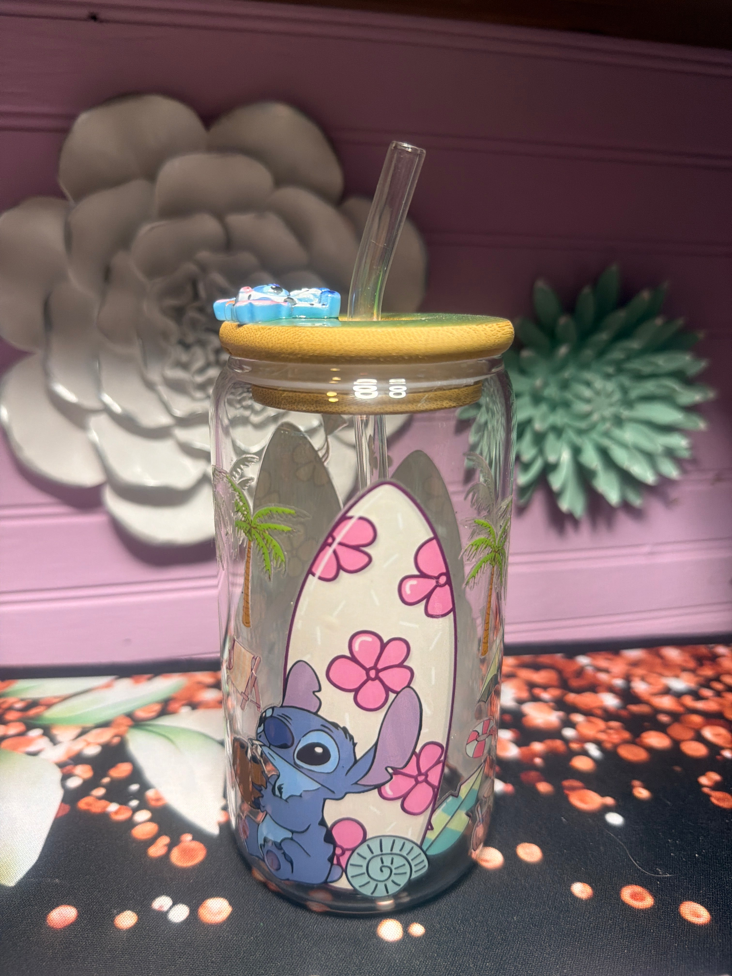Stitches stickers UV-DTF glass cup 16 oz