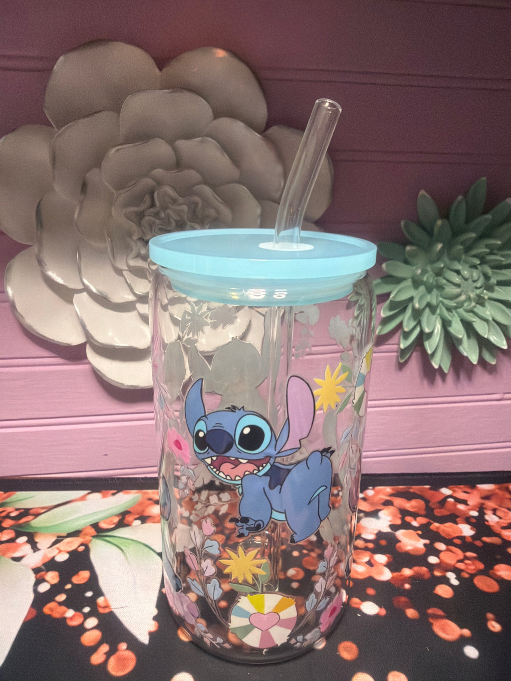 Stitches stickers UV-DTF glass cup 16 oz