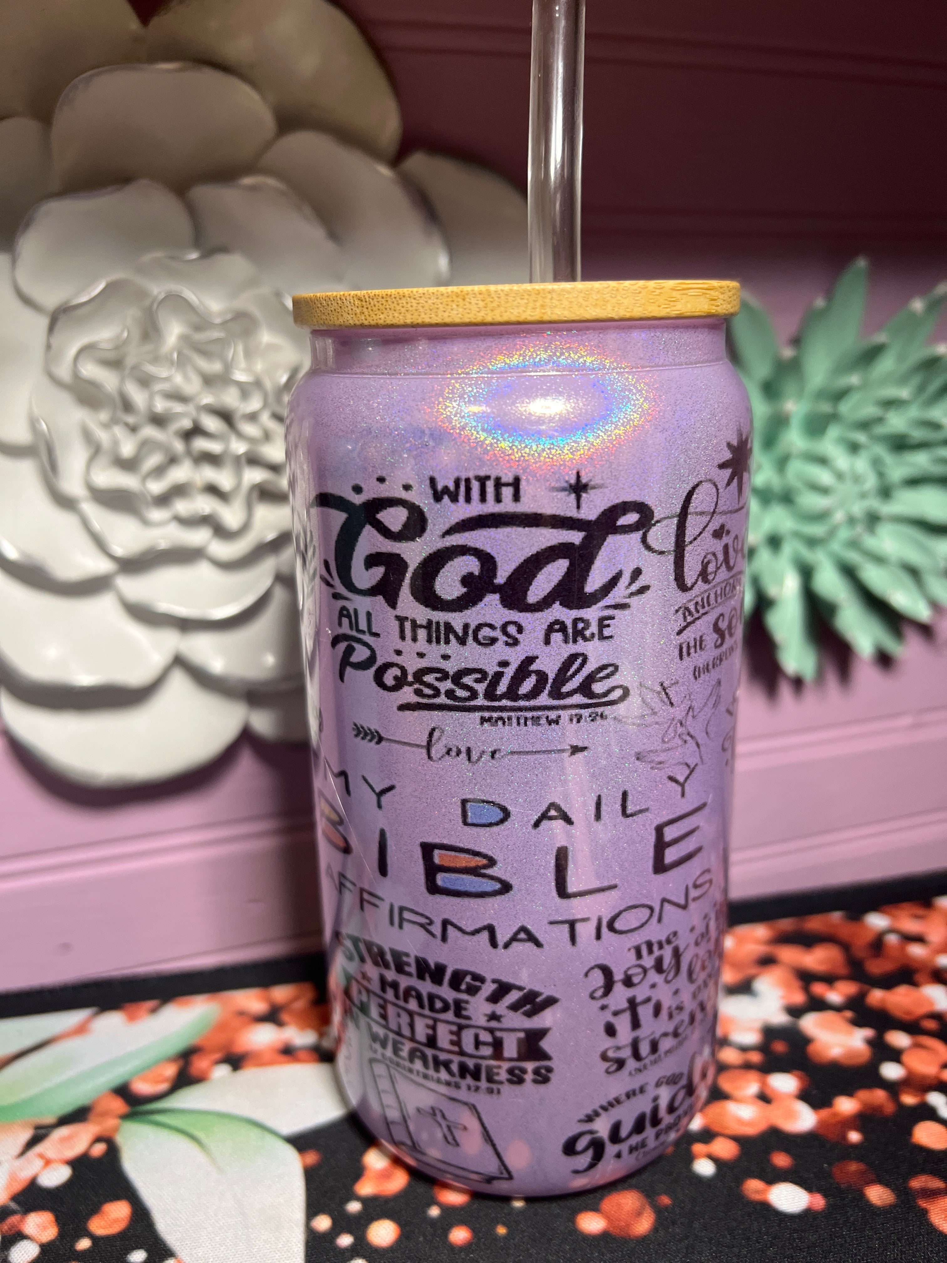 Glass cup 16 oz My Daily Bible Affirmation