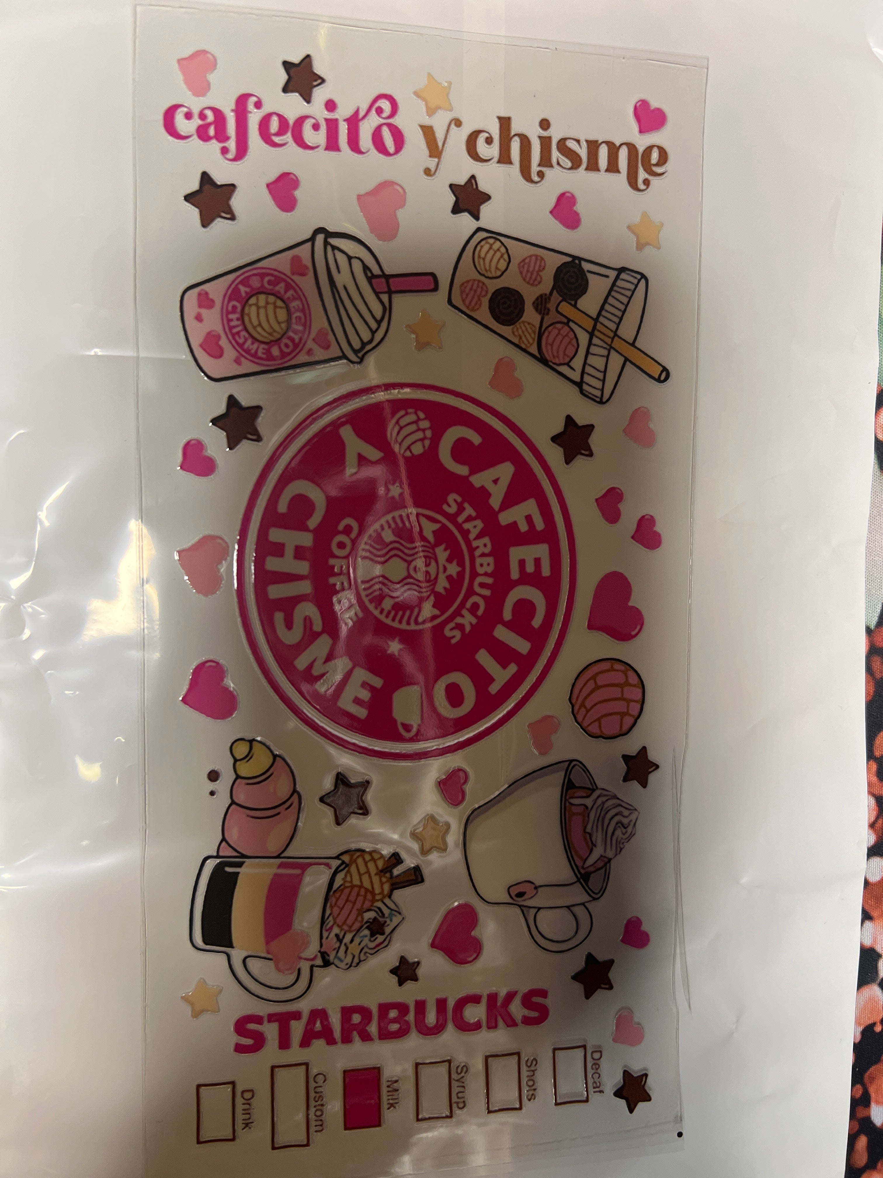 Cafecito y chisme stickers UV DTF
