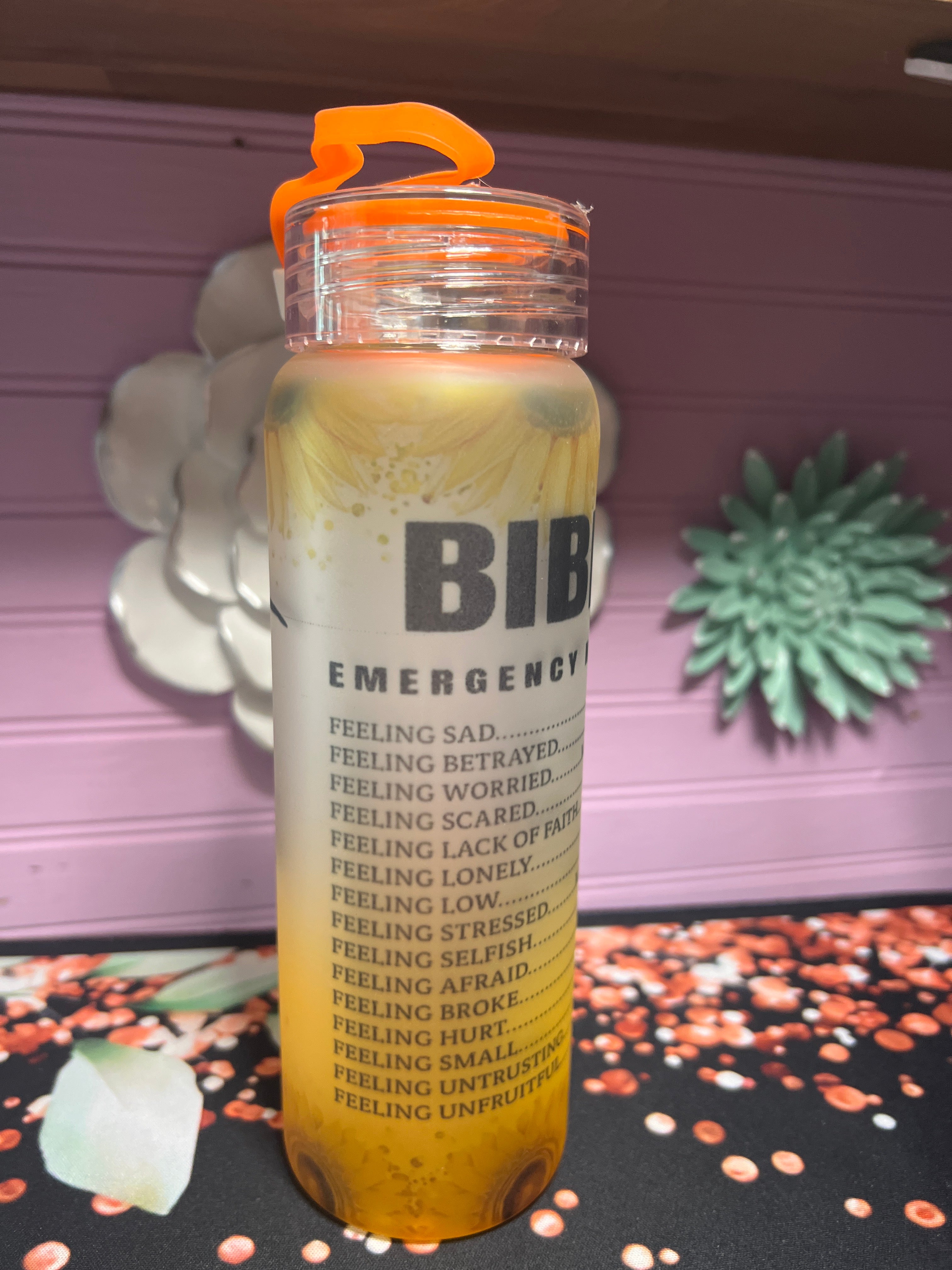 Textos bíblicos en inglés frosted glass cup 17 oz