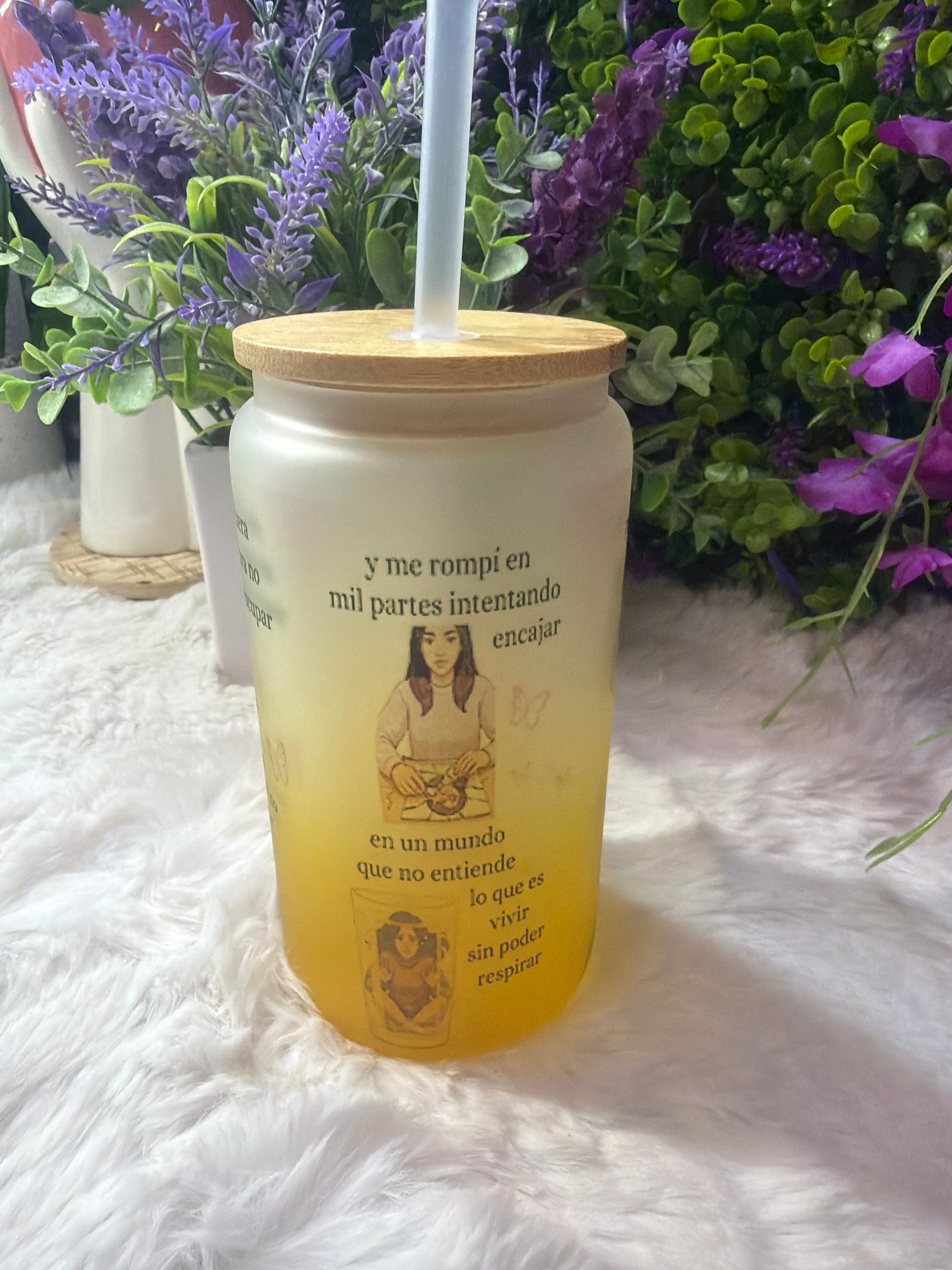 Nací para ser yo Frosted glass cup 16 oz