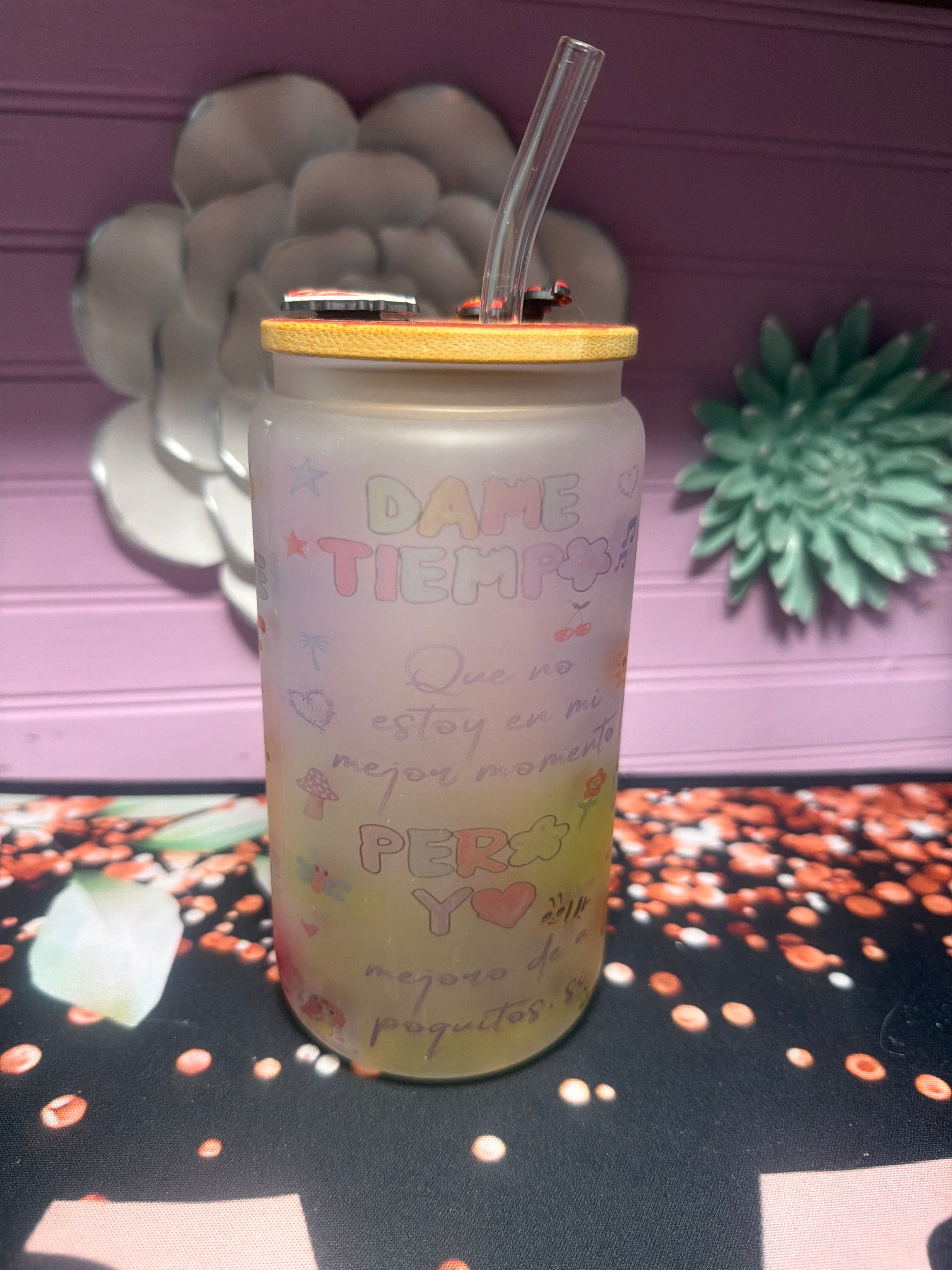 Mañana será más bonito frosted glass cup 16 oz
