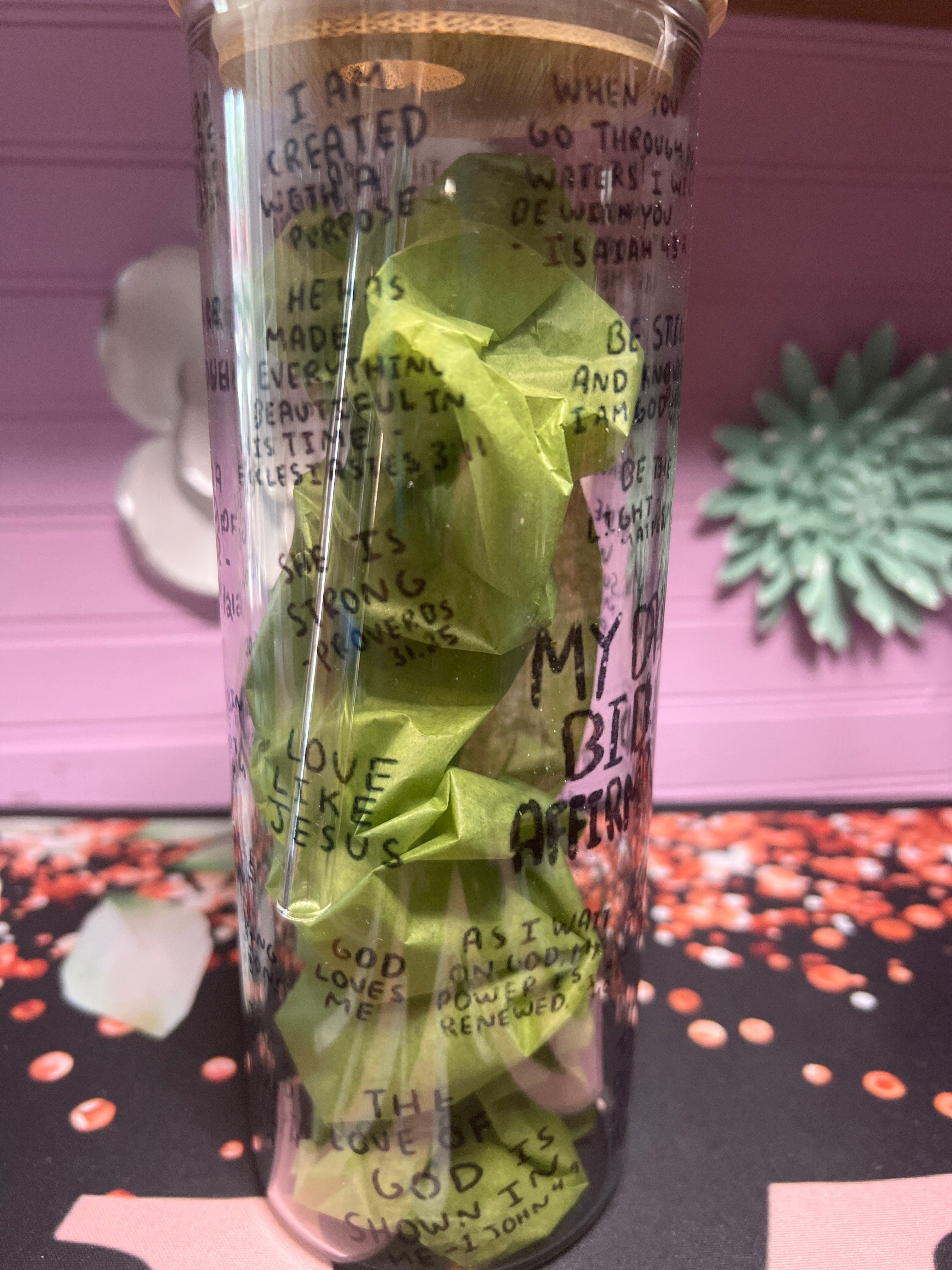 My Daily Bible Affirmation glass cup 20 oz