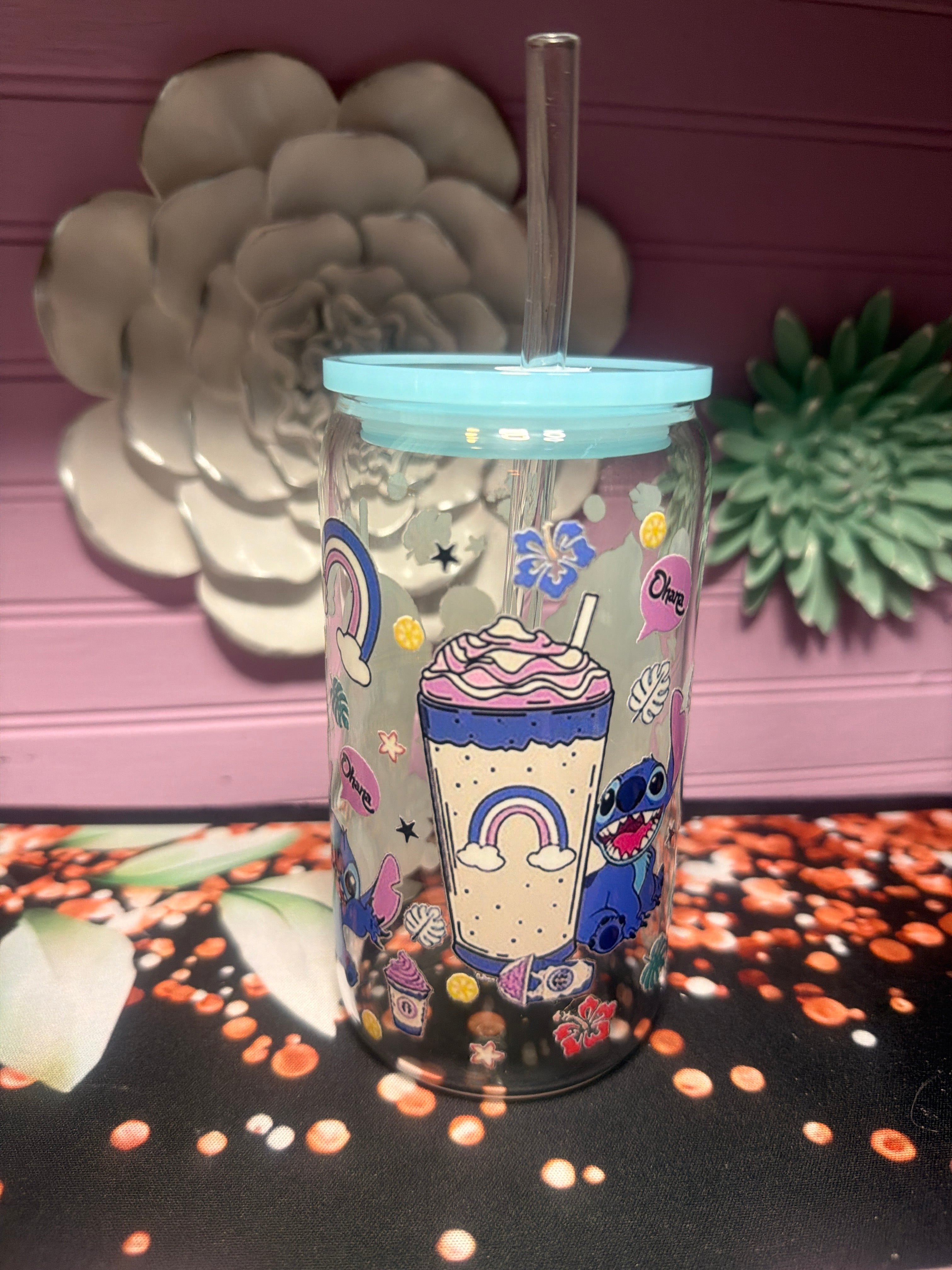Stitches stickers UV-DTF glass cup 16 oz