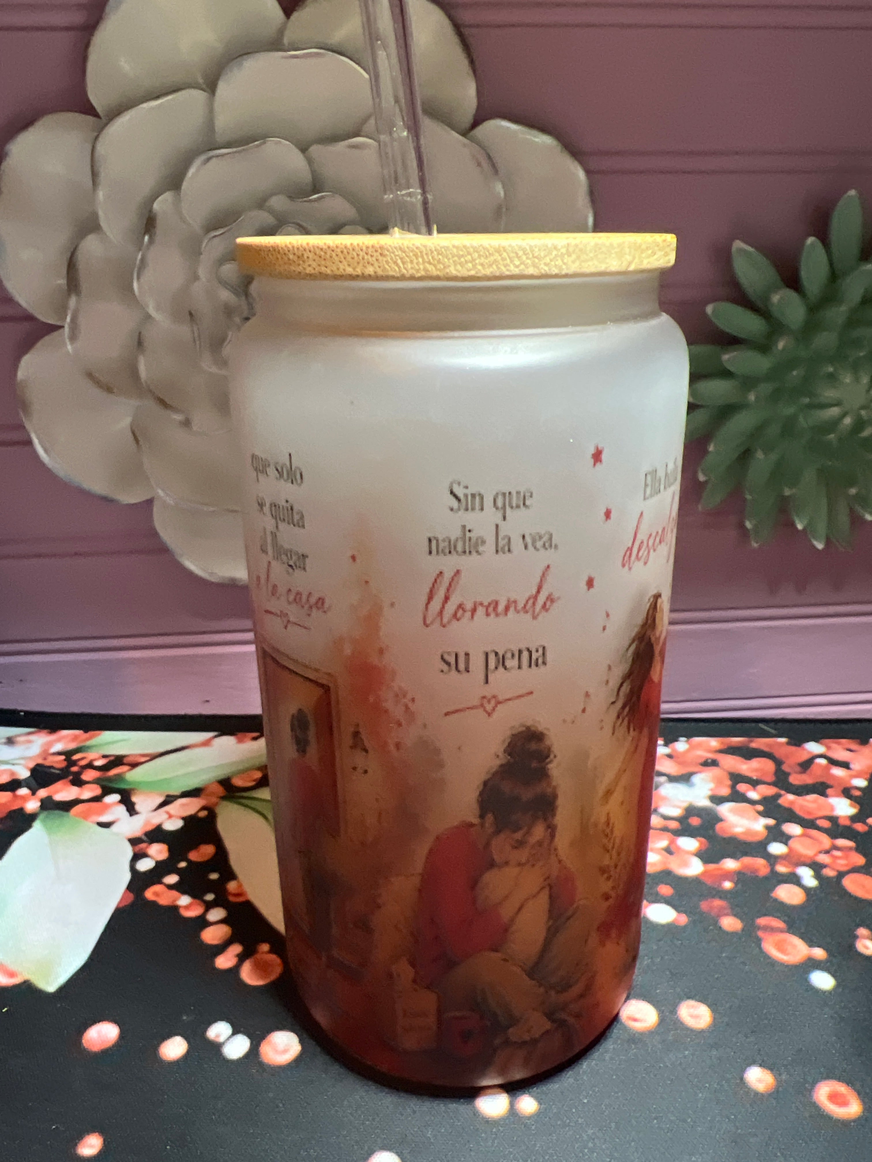 Frosted glass cup 16 oz