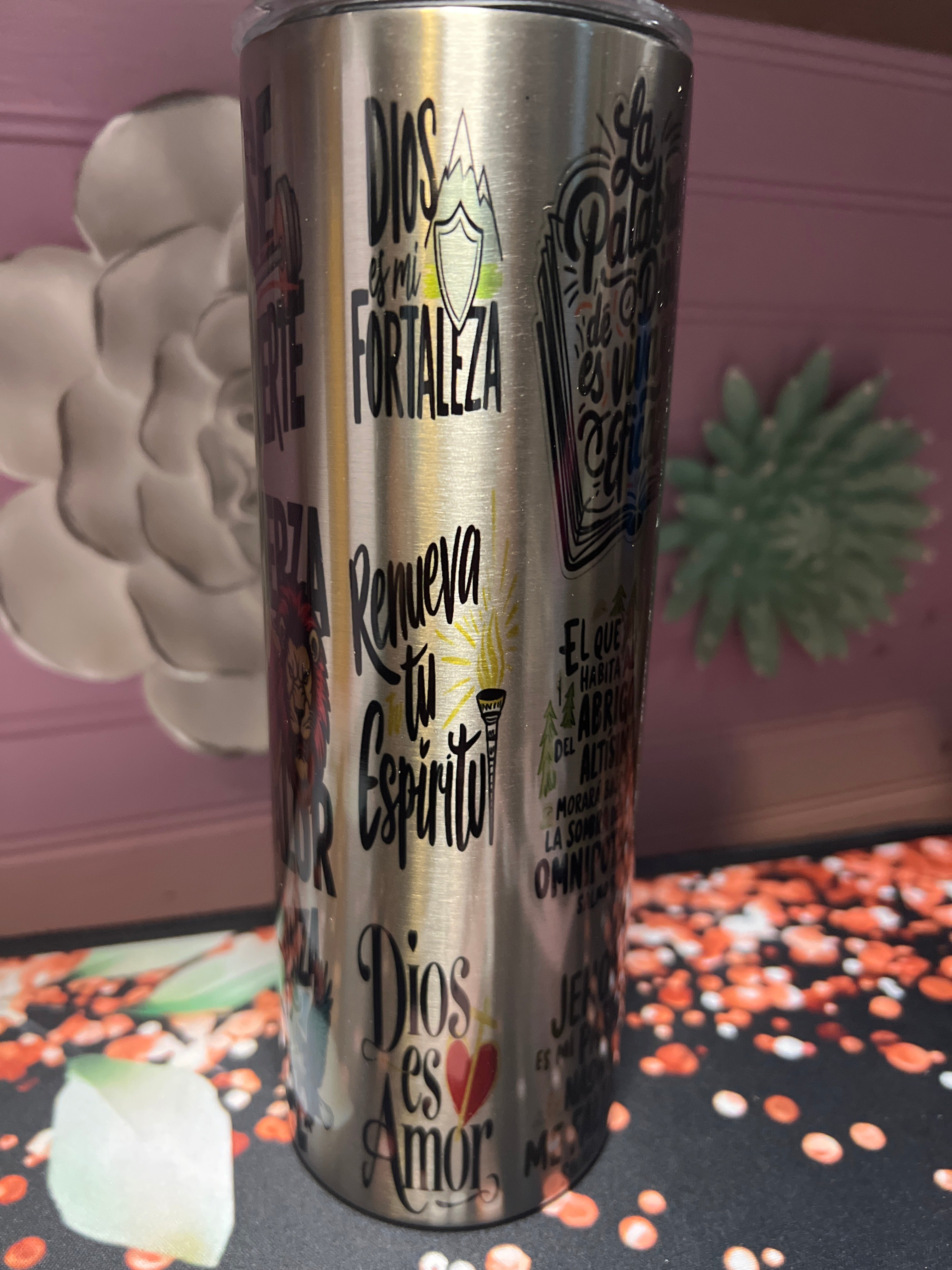 Textos bíblicos acero inoxidable tumbler 20 oz