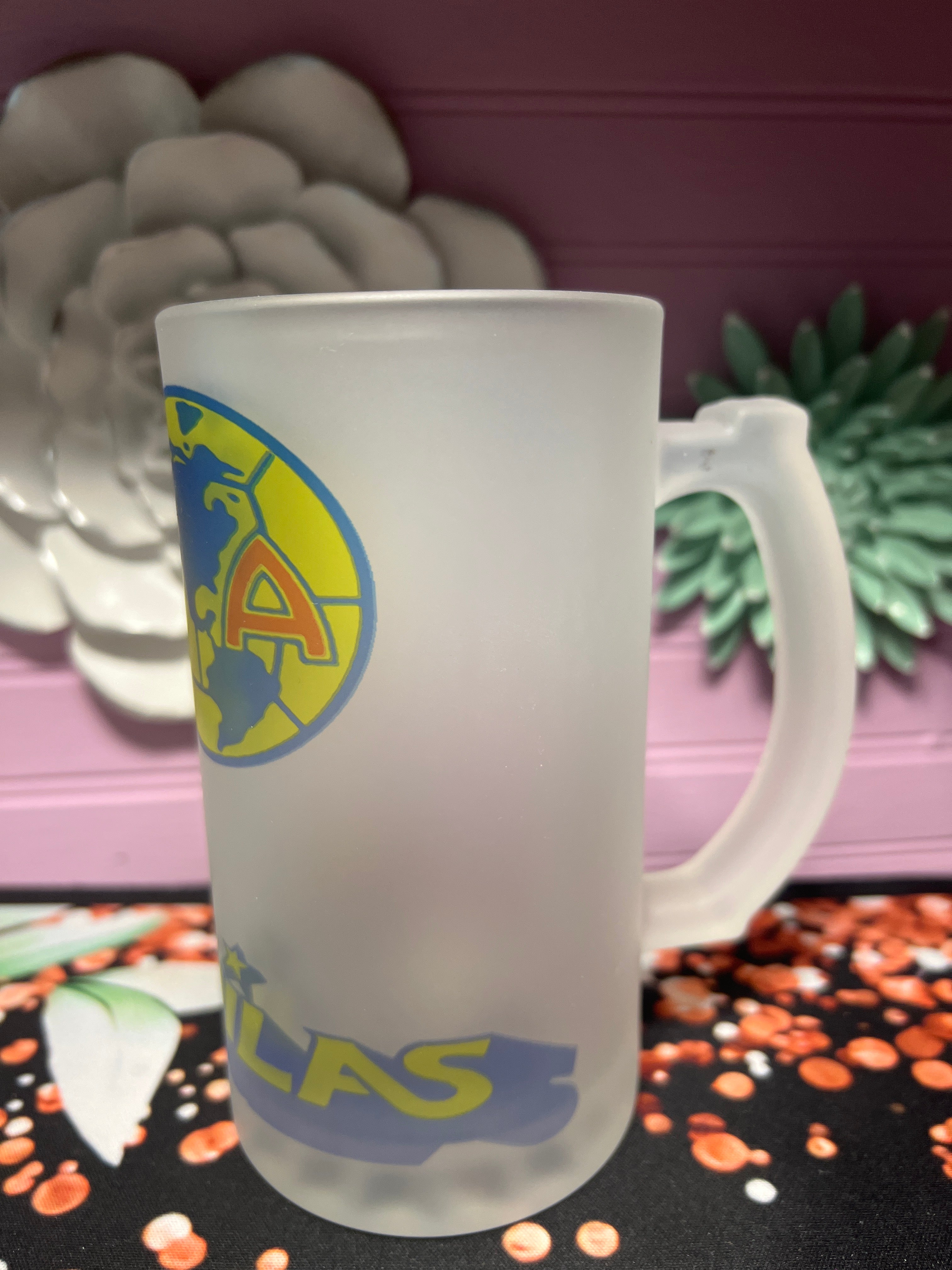 America frosted glass cup 16 oz