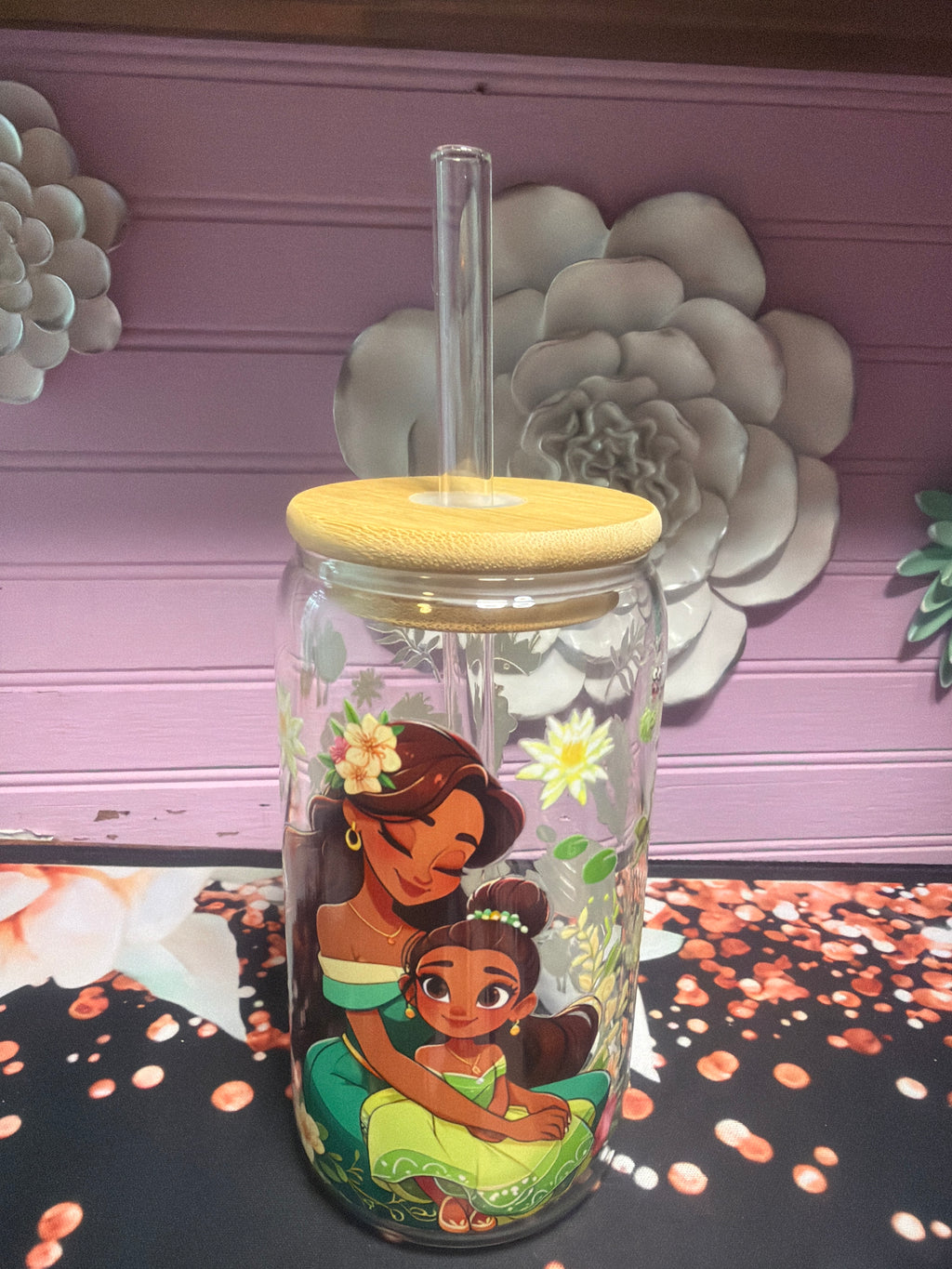 Tiana glass cup 16 oz stickers UV-DTF