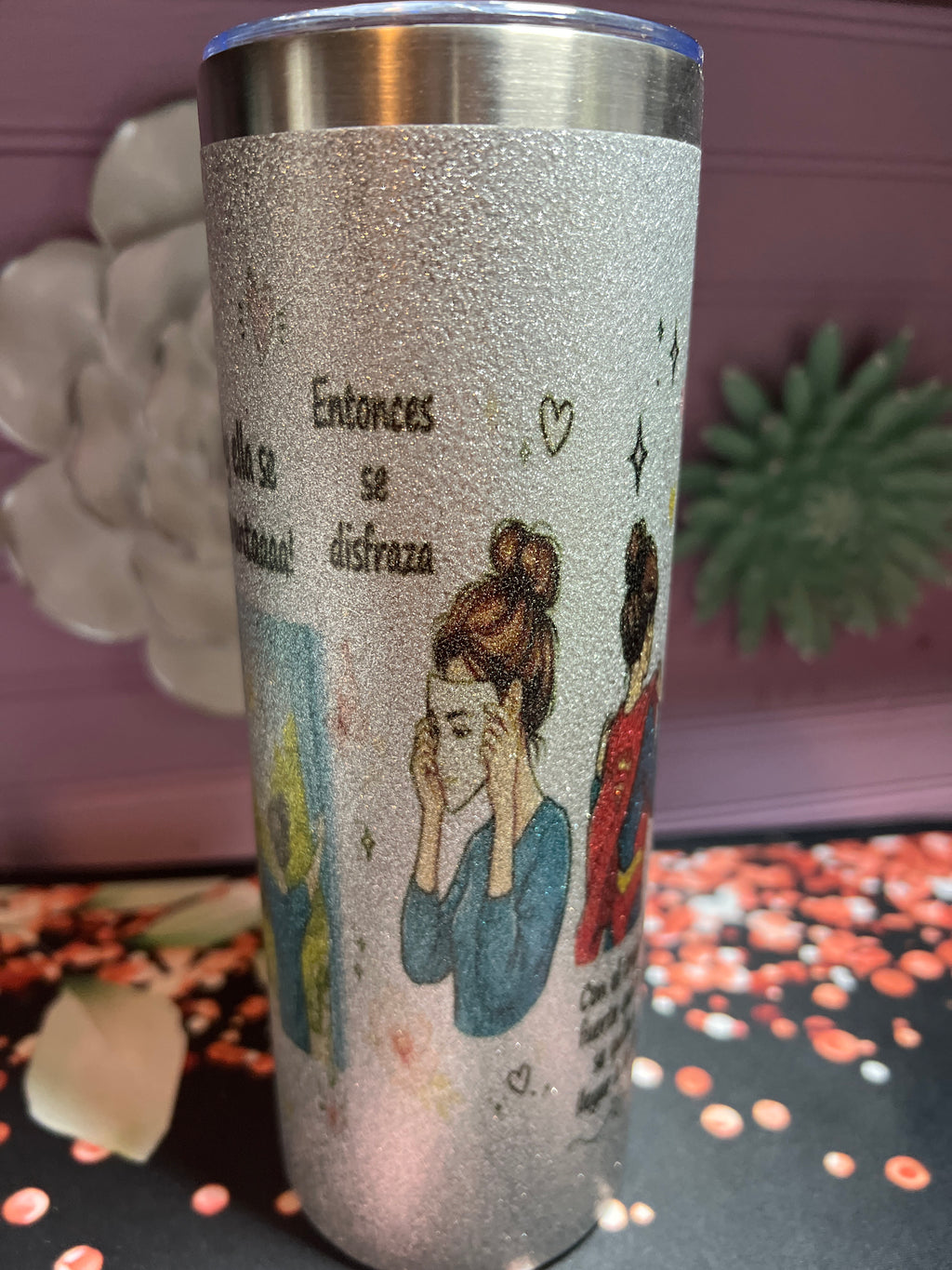 Silver glitter 20 oz tumbler
