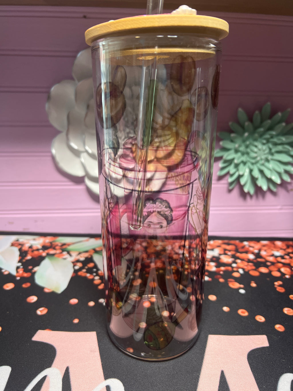Frida Kahlo glass cup 20 oz