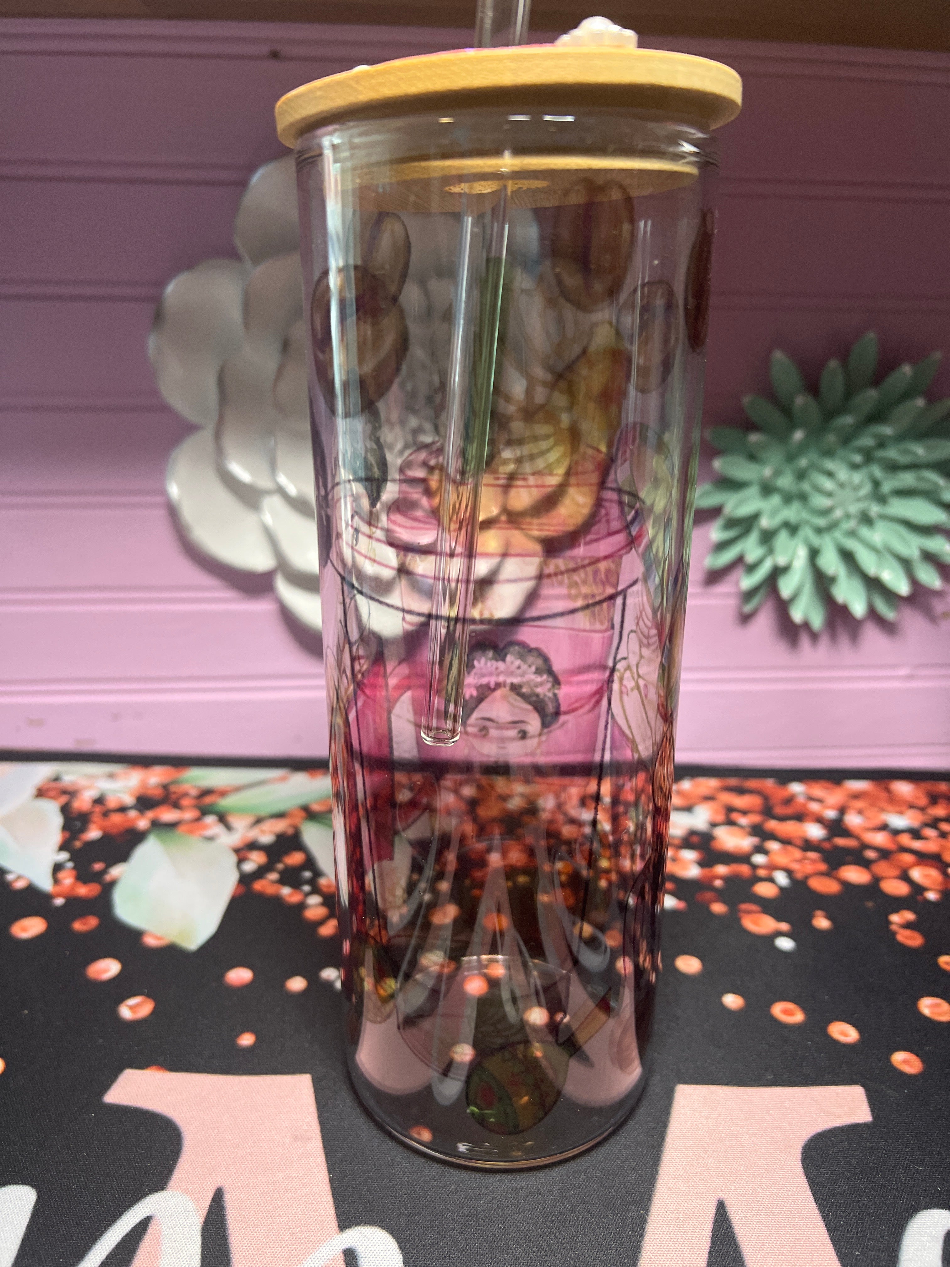 Frida Kahlo glass cup 20 oz