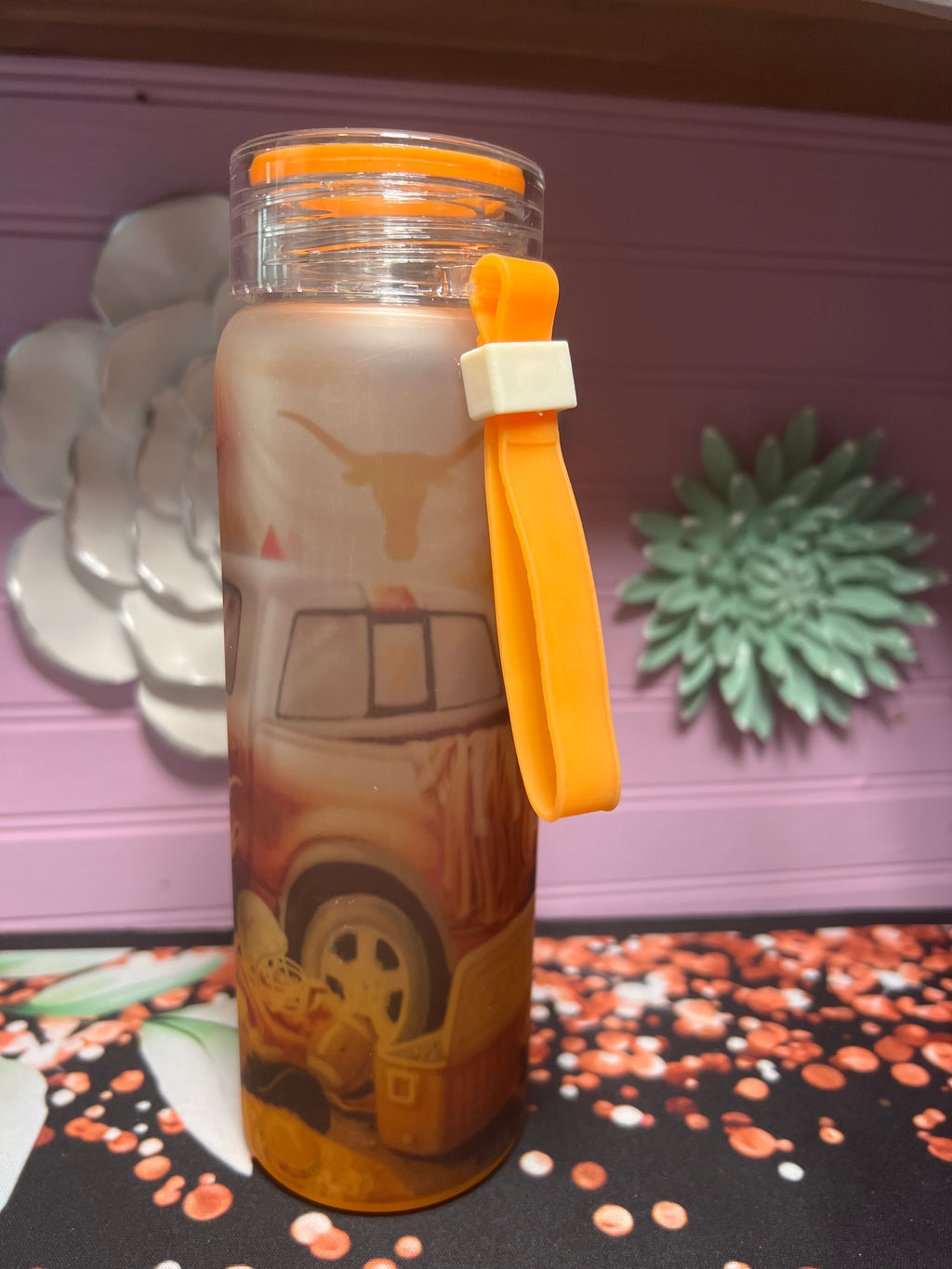 Texas frosted glass cup 17 oz