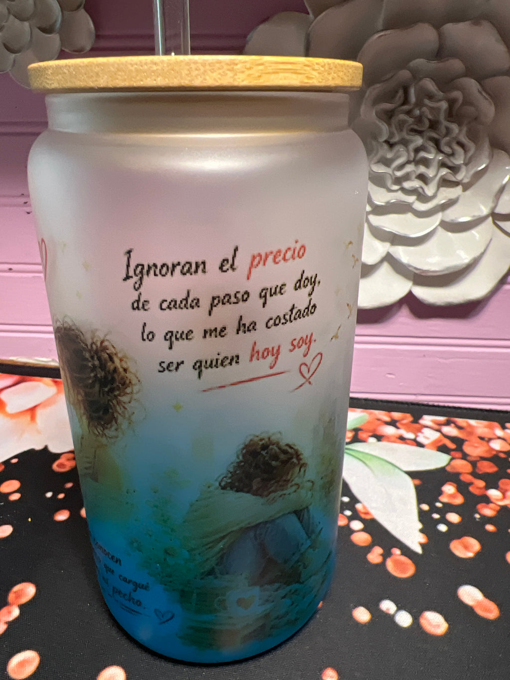 Salí de ahí Frosted glass cup 16 oz