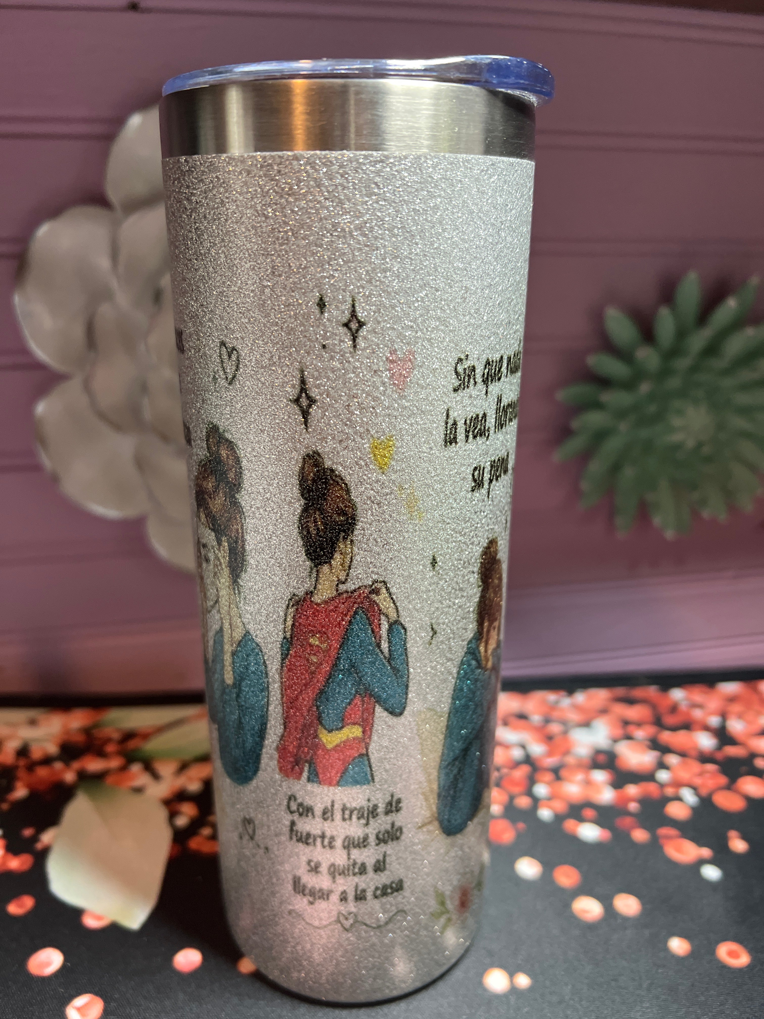 Silver glitter 20 oz tumbler