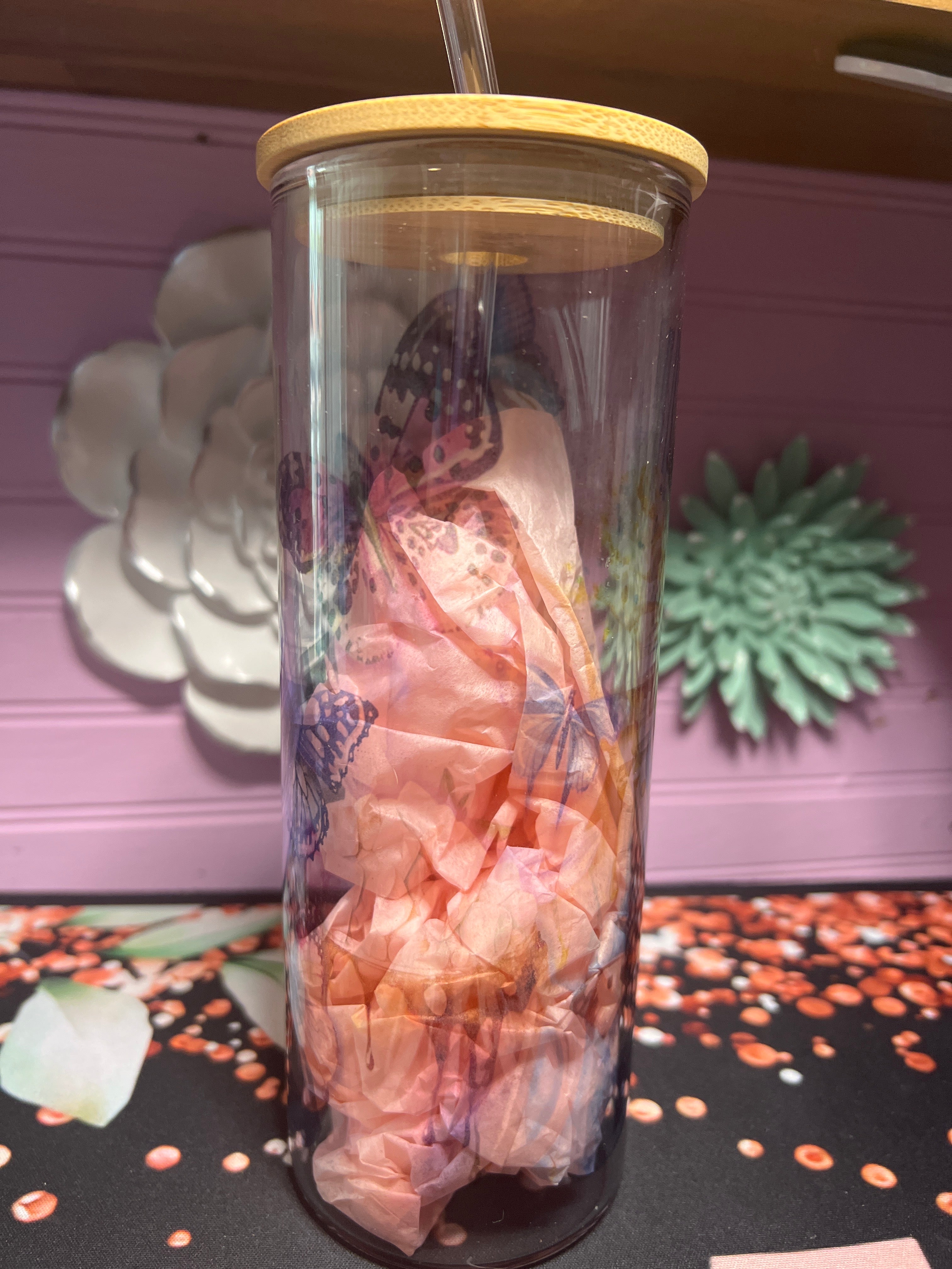 Mariposas glass cup 20 oz