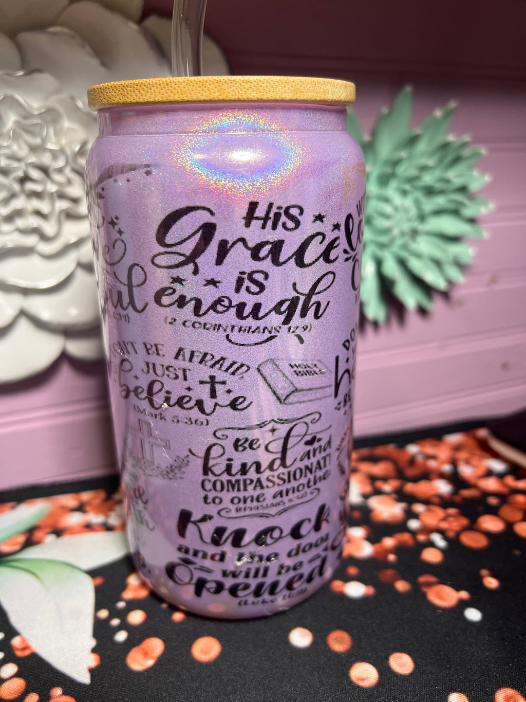 Glass cup 16 oz My Daily Bible Affirmation