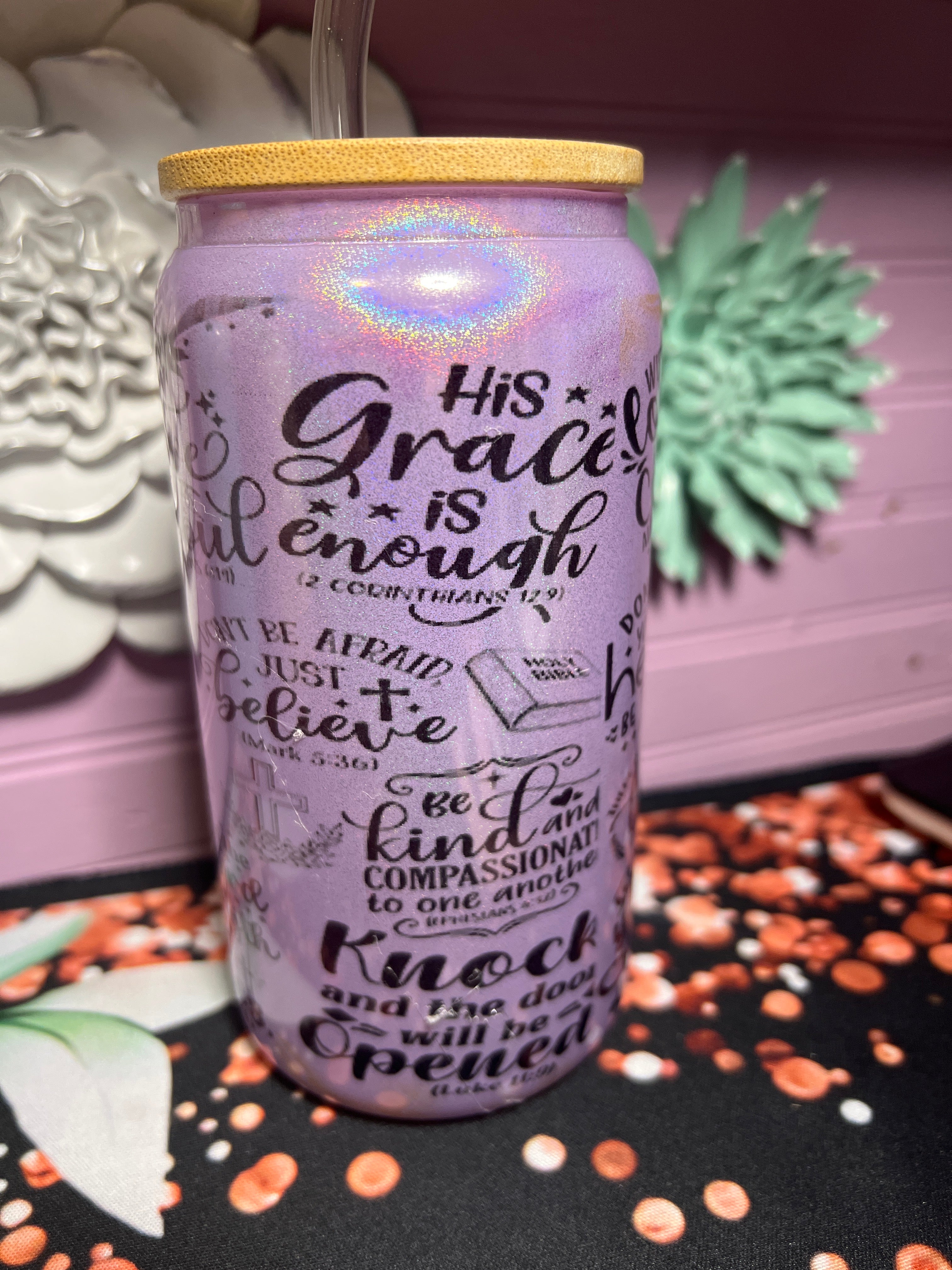 Glass cup 16 oz My Daily Bible Affirmation