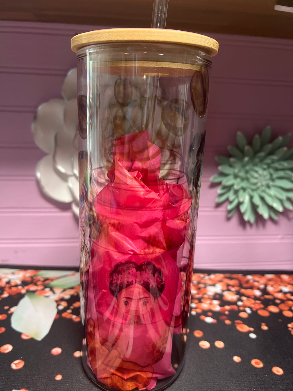 Frida Kahlo glass cup 20 oz