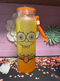 Bob Sponge frosted glass cup 17 oz