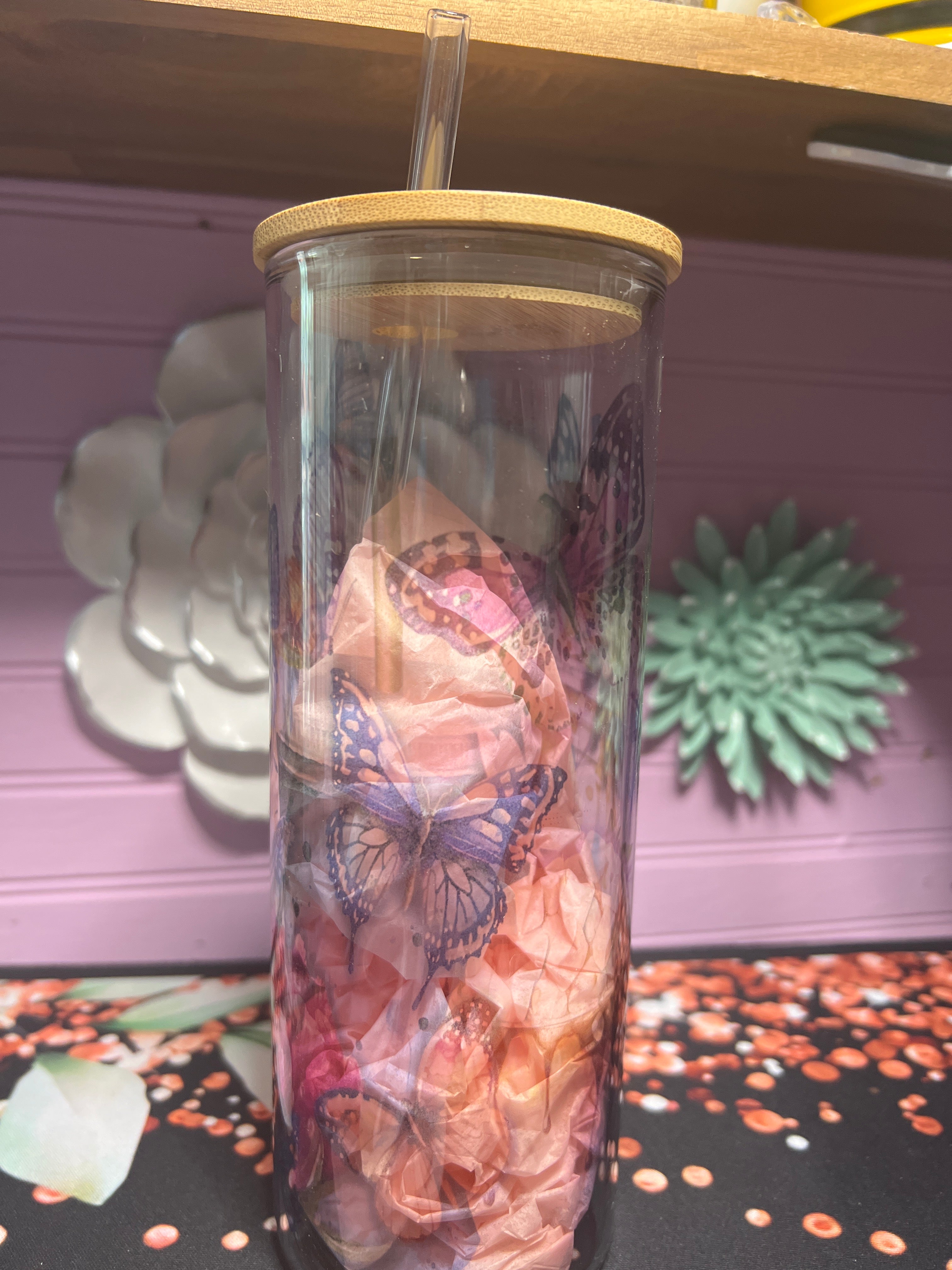 Mariposas glass cup 20 oz