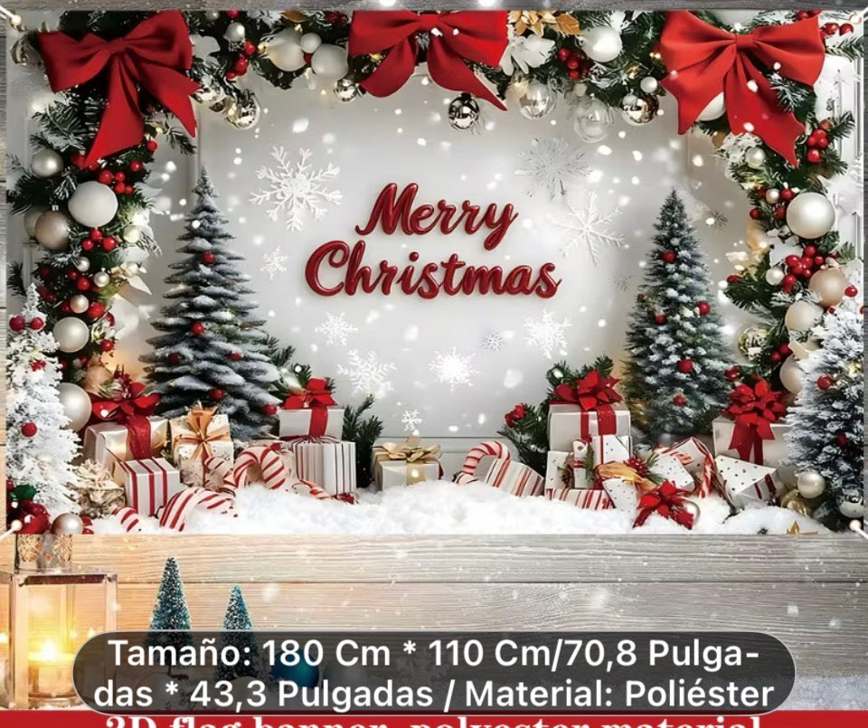 Merry Christmas letrero de tela 70.8x43.3 inch