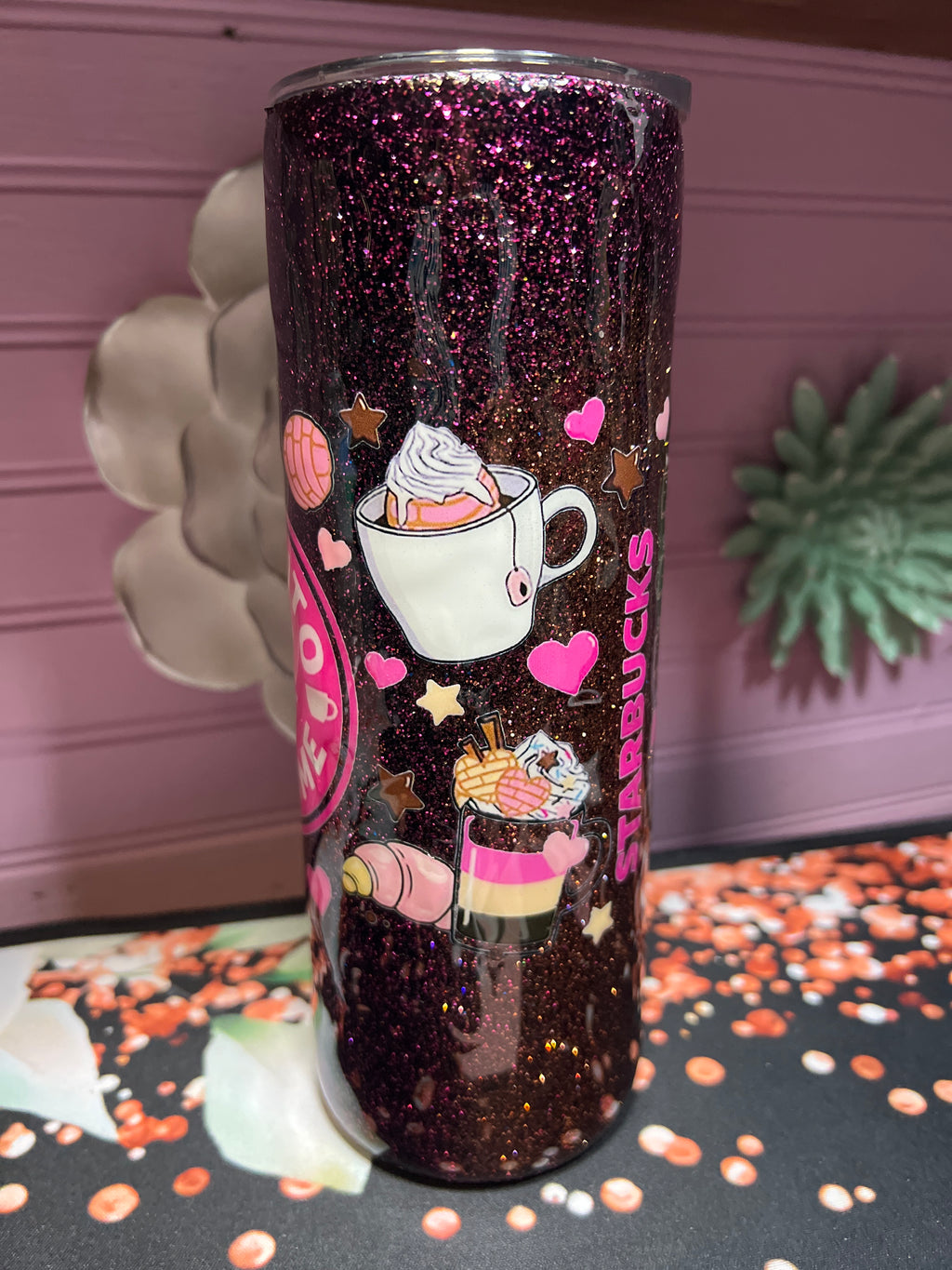 Cafecito y chisme stickers UV DTF resina glitter tumbler 20 oz