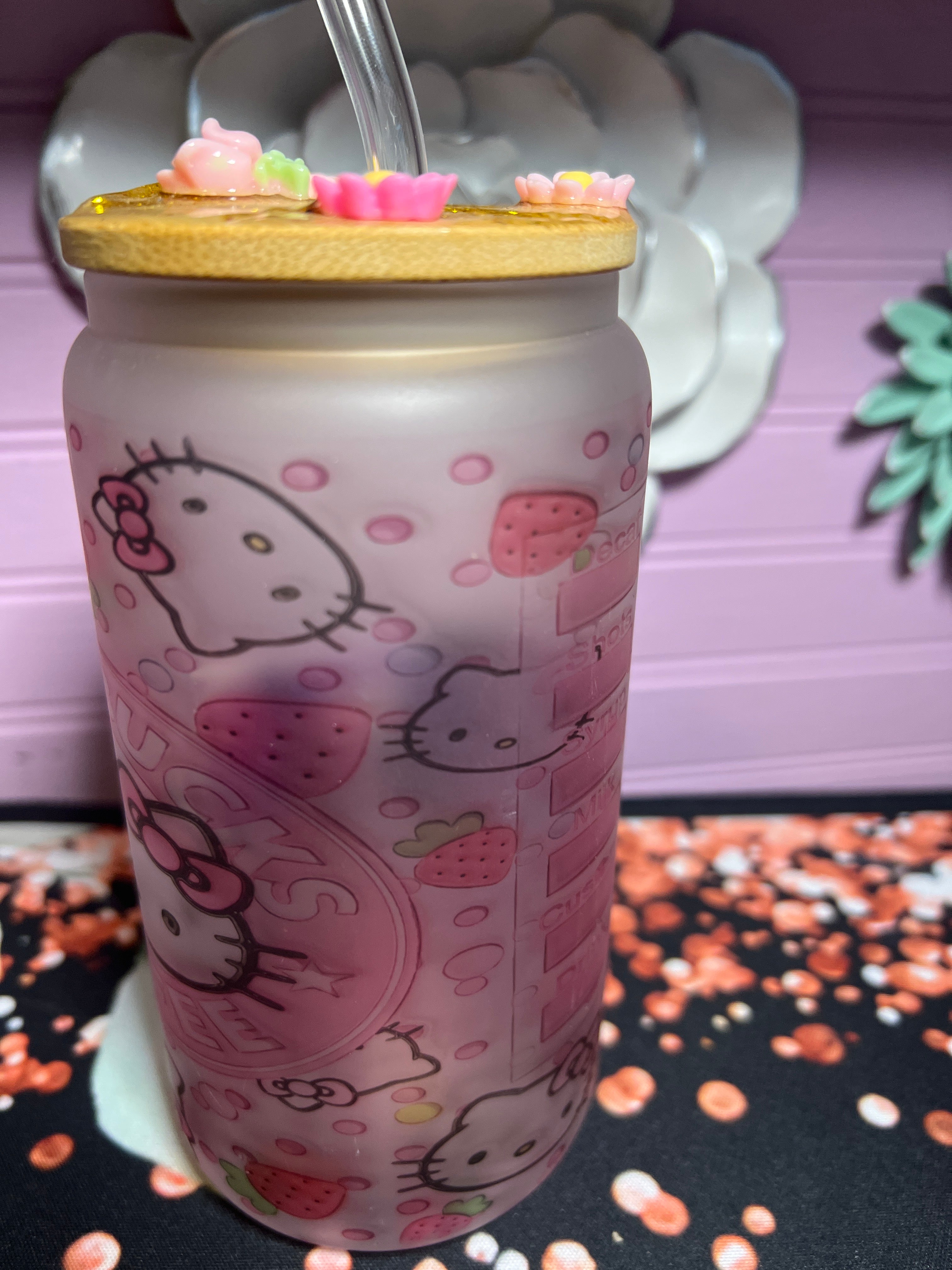 Hello Kitty Frosted glass cup 16 oz