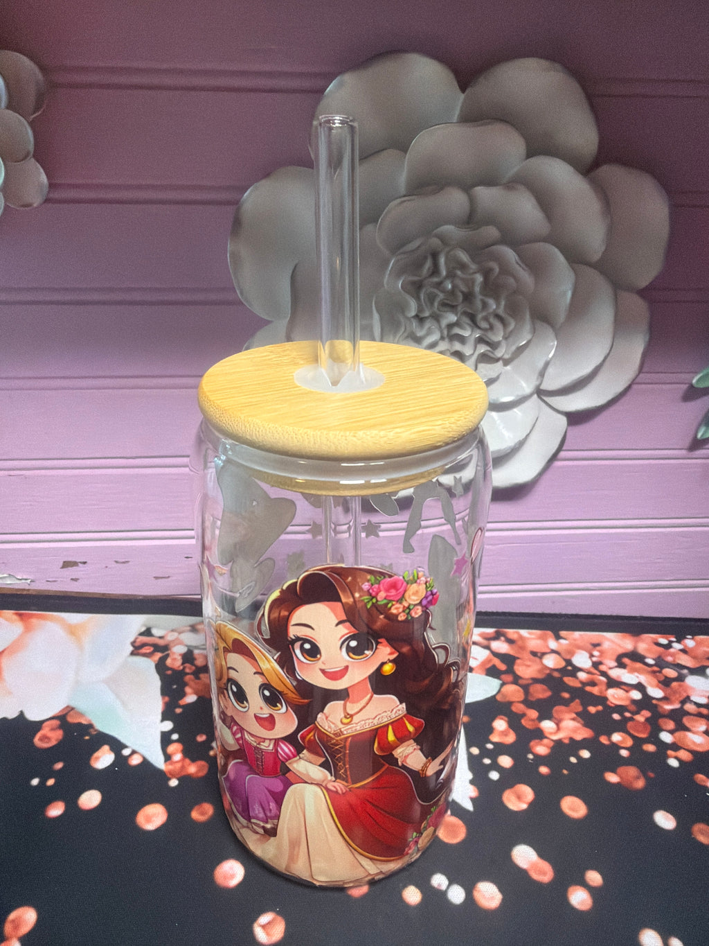 Rapunzel stickers UV-DTF glass cup 16 oz