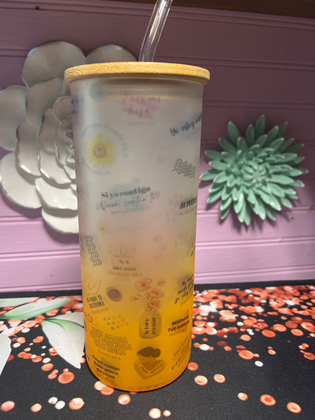 Promesa De Dios Para Mi frosted glass cup 18 oz