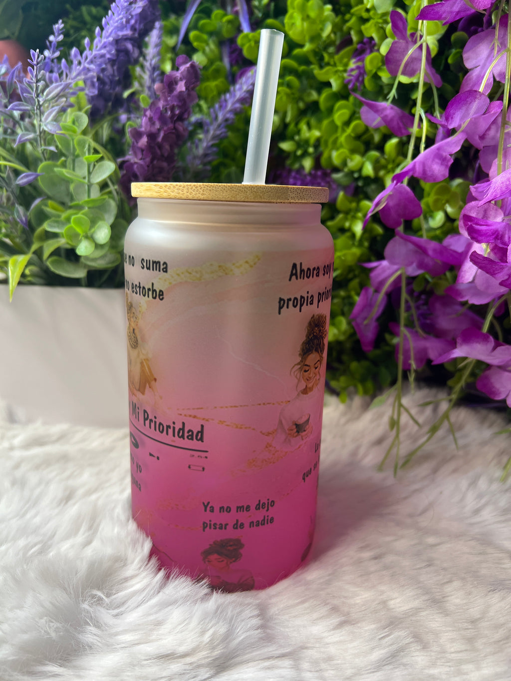 Ahora soy mi prioridad frosted glass cup 16 oz