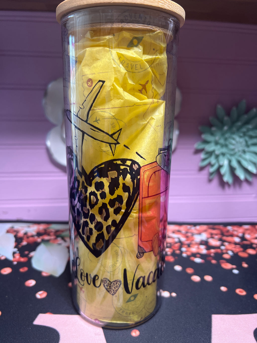 Peace  Love  Vacation glass cup 20 oz