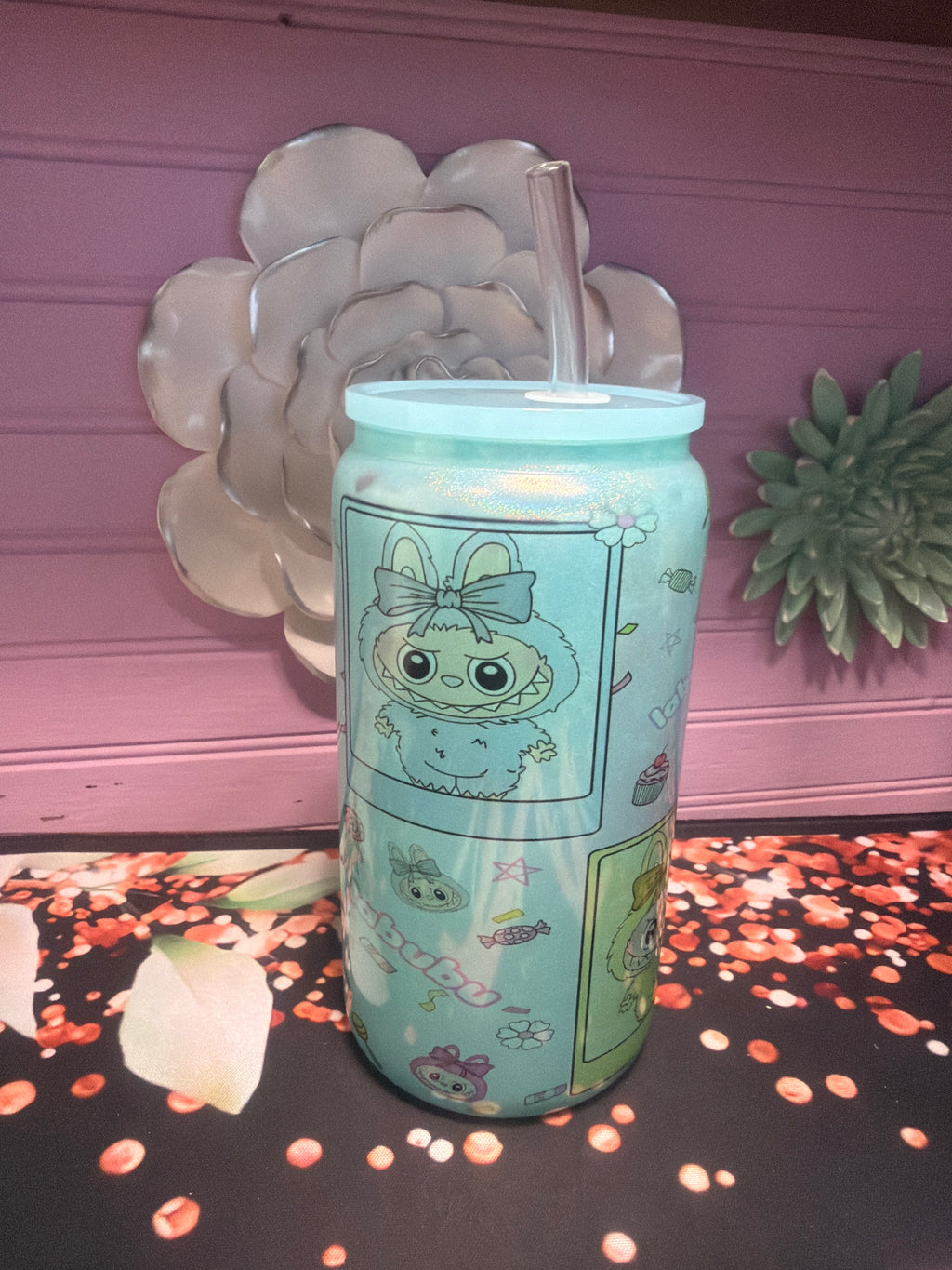 Labubu Glass cup 16 oz
