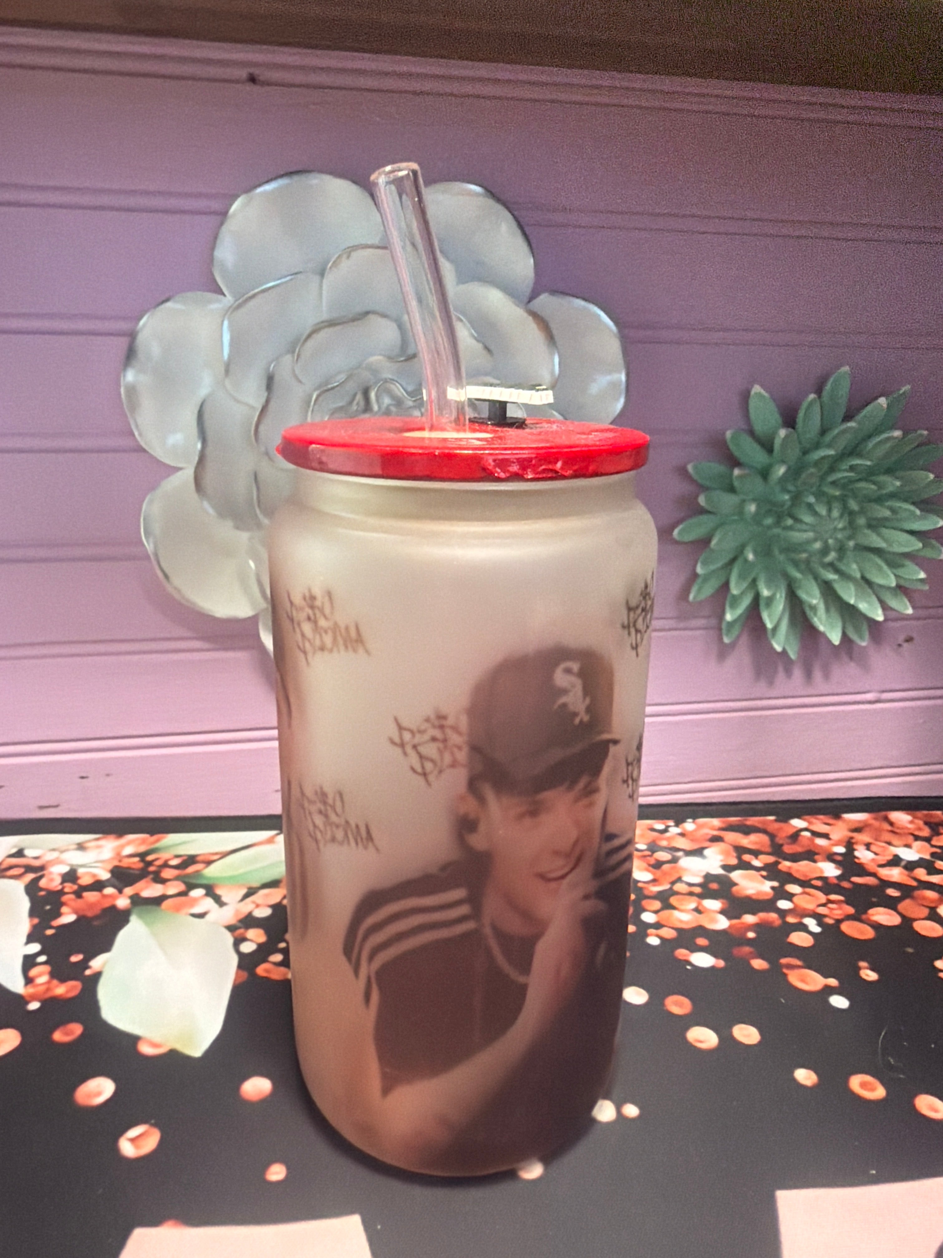 Peso pluma frosted glass cup 16 oz