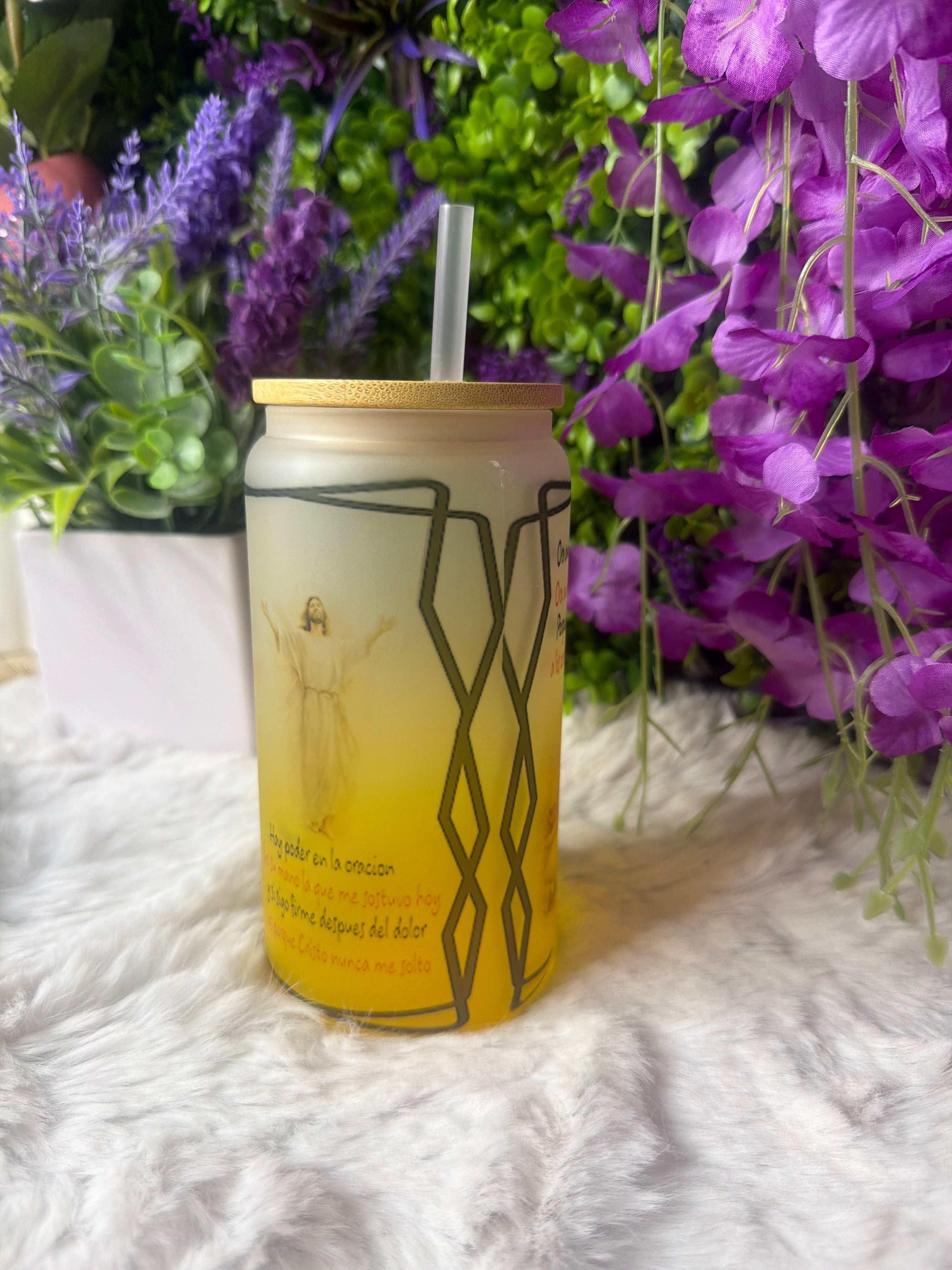 Hay poder en la oración frosted glass cup 16 oz