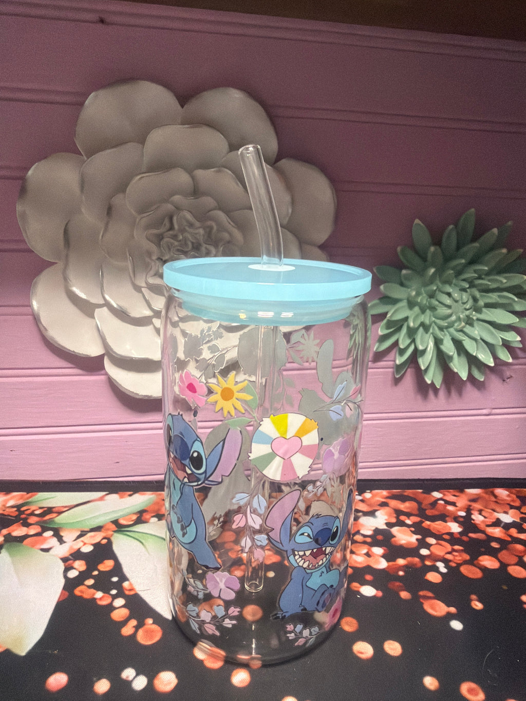 Stitches stickers UV-DTF glass cup 16 oz