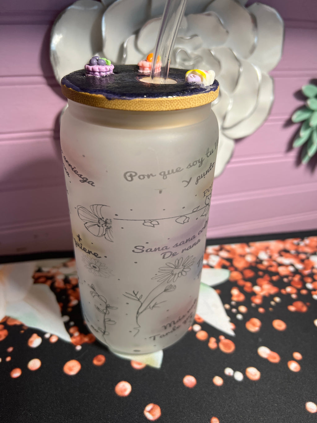 Frosted glass cup 16 oz