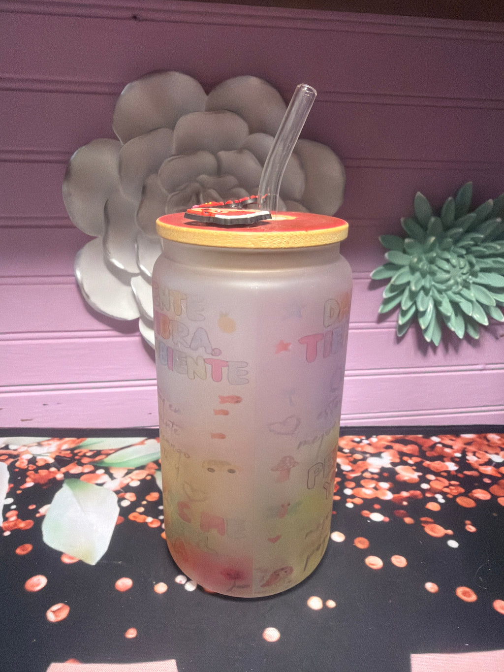 Mañana será más bonito frosted glass cup 16 oz