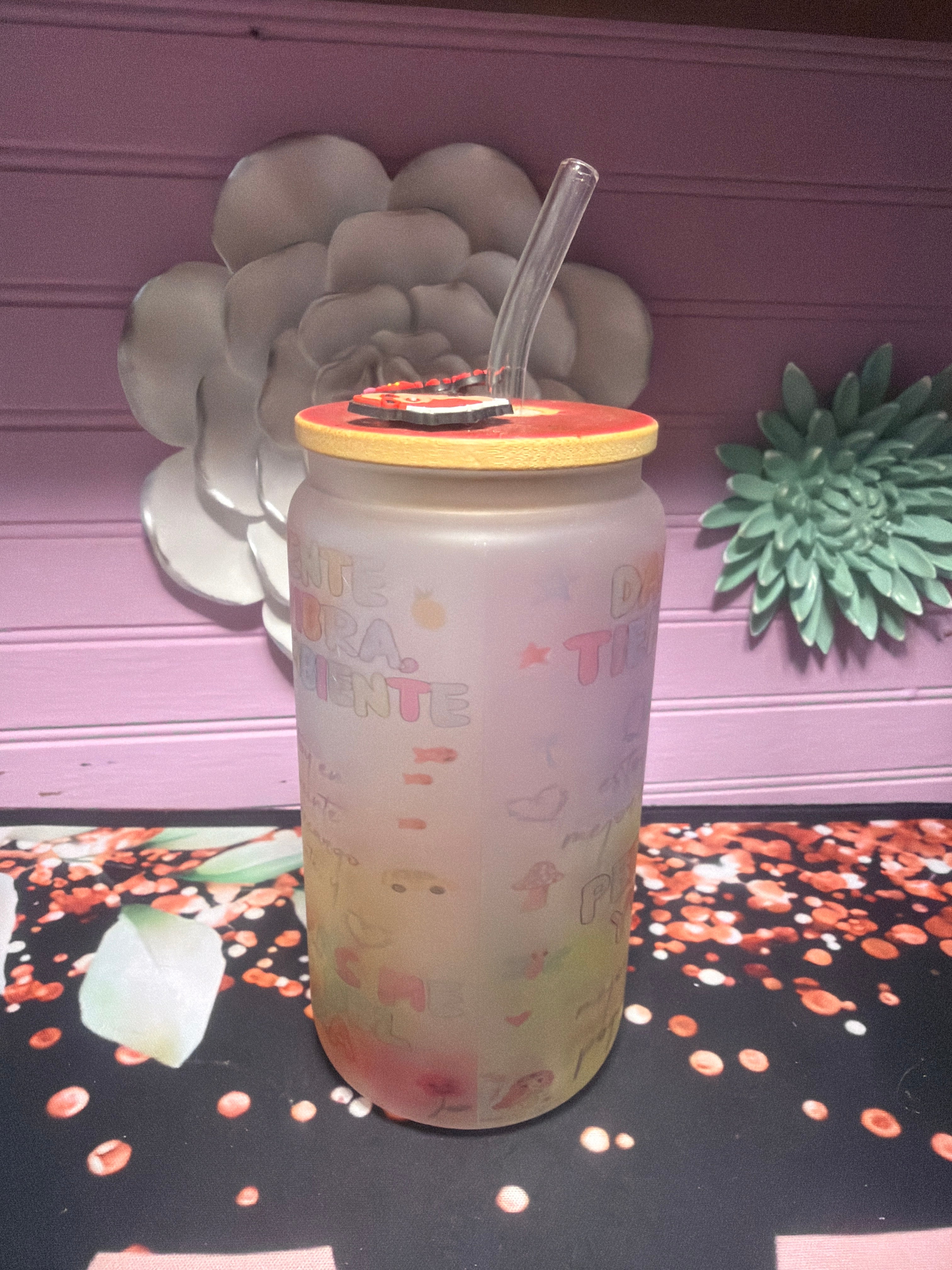 Mañana será más bonito frosted glass cup 16 oz