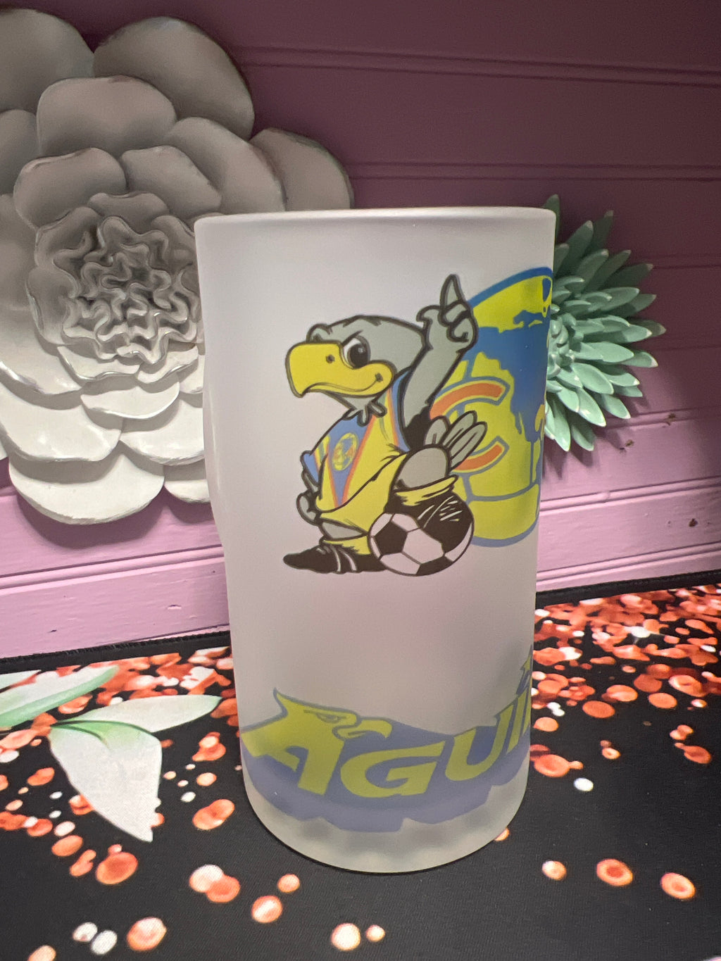 America frosted glass cup 16 oz